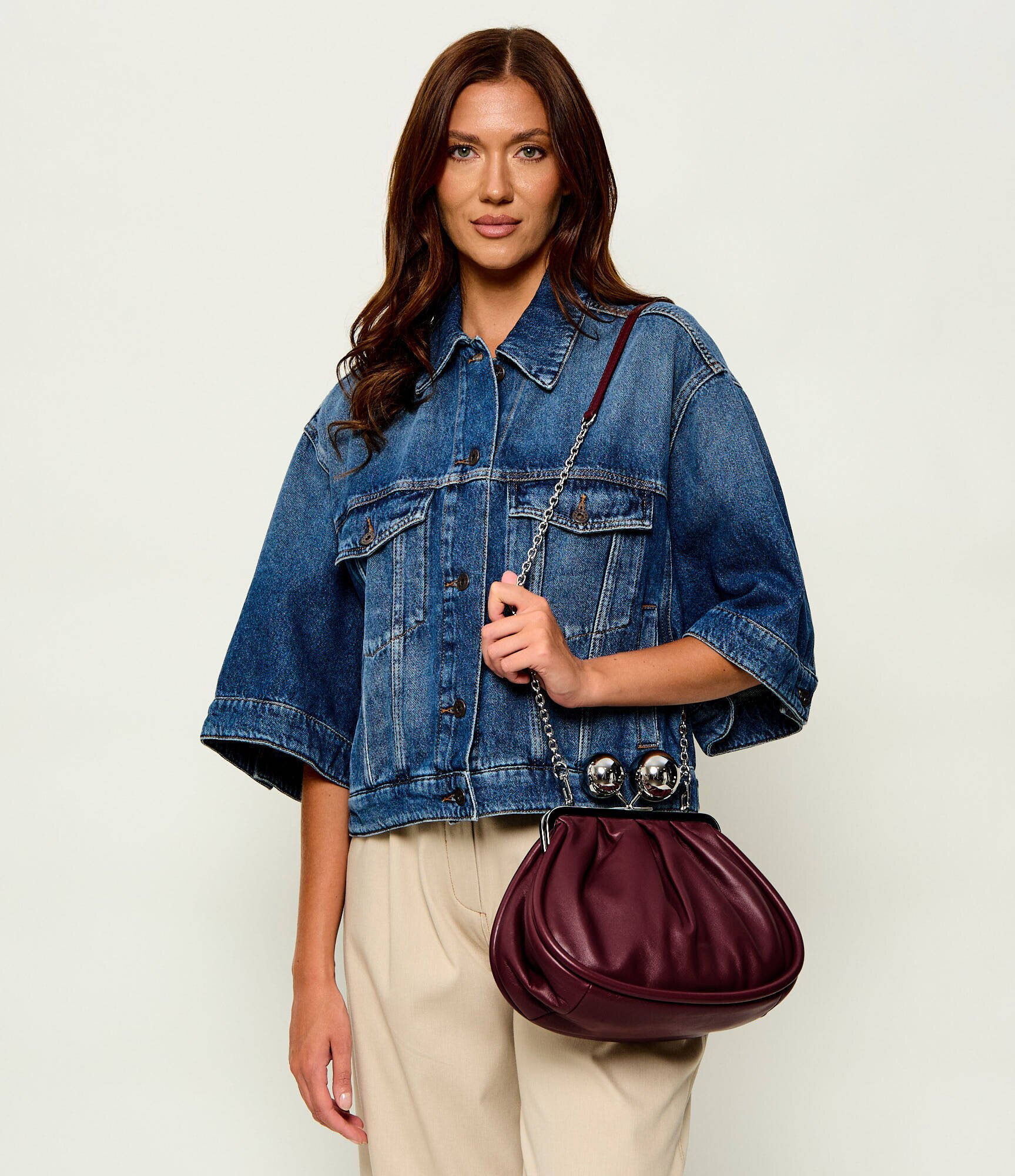 Weekend MaxMara De piele geantă pe umăr Milvanew Pasticcino