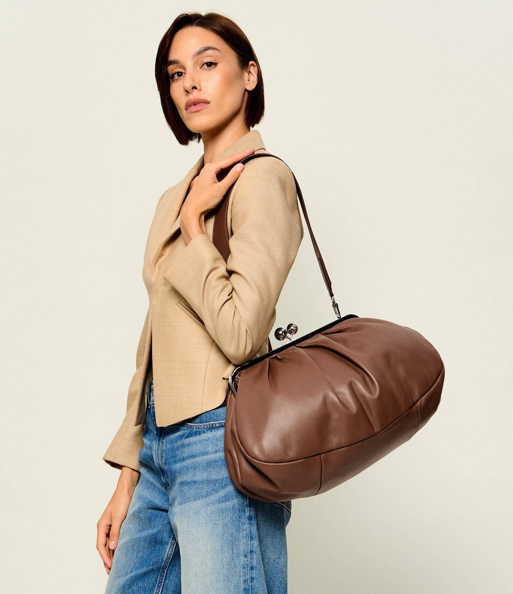 Weekend MaxMara De piele geantă pe umăr Pasticcino PROVINO