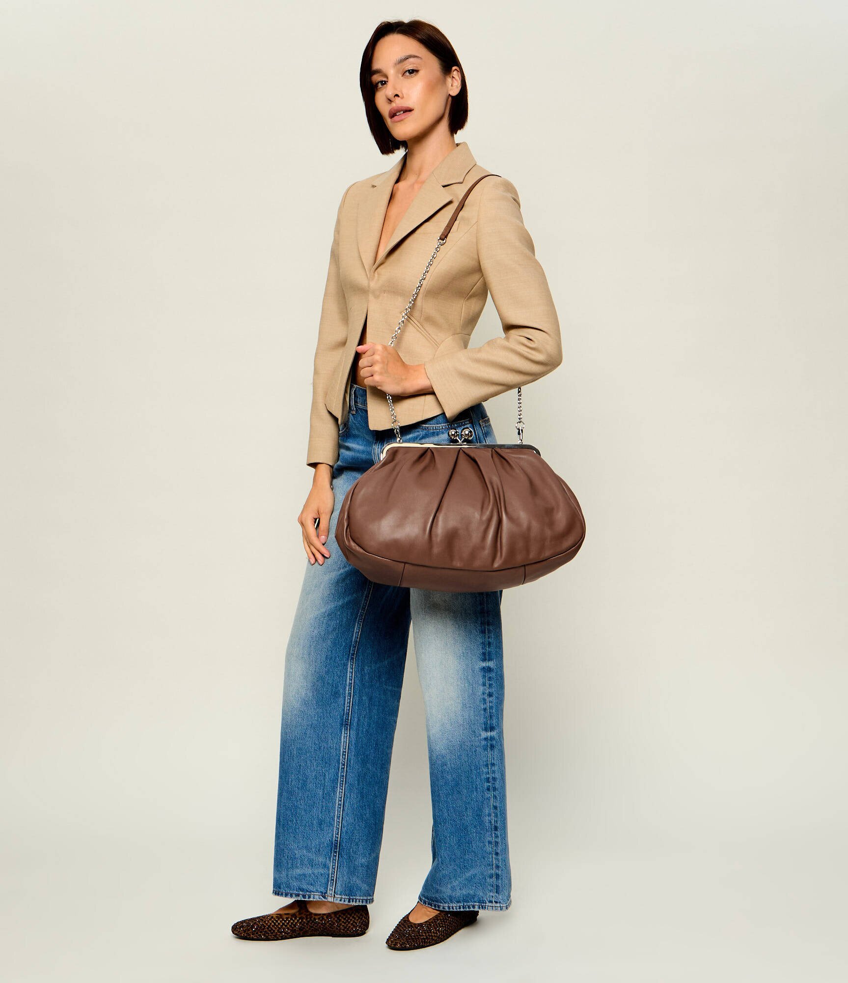 Weekend MaxMara De piele geantă pe umăr Pasticcino PROVINO