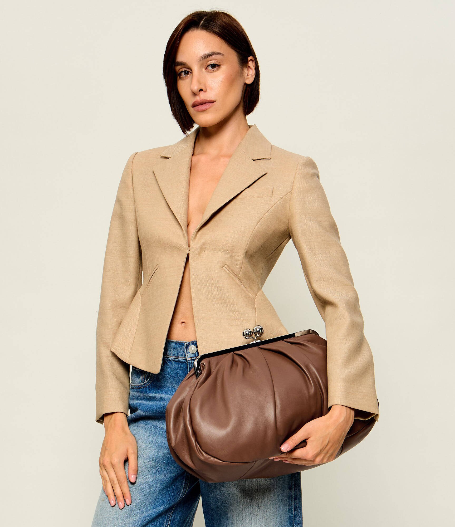 Weekend MaxMara De piele geantă pe umăr Pasticcino PROVINO