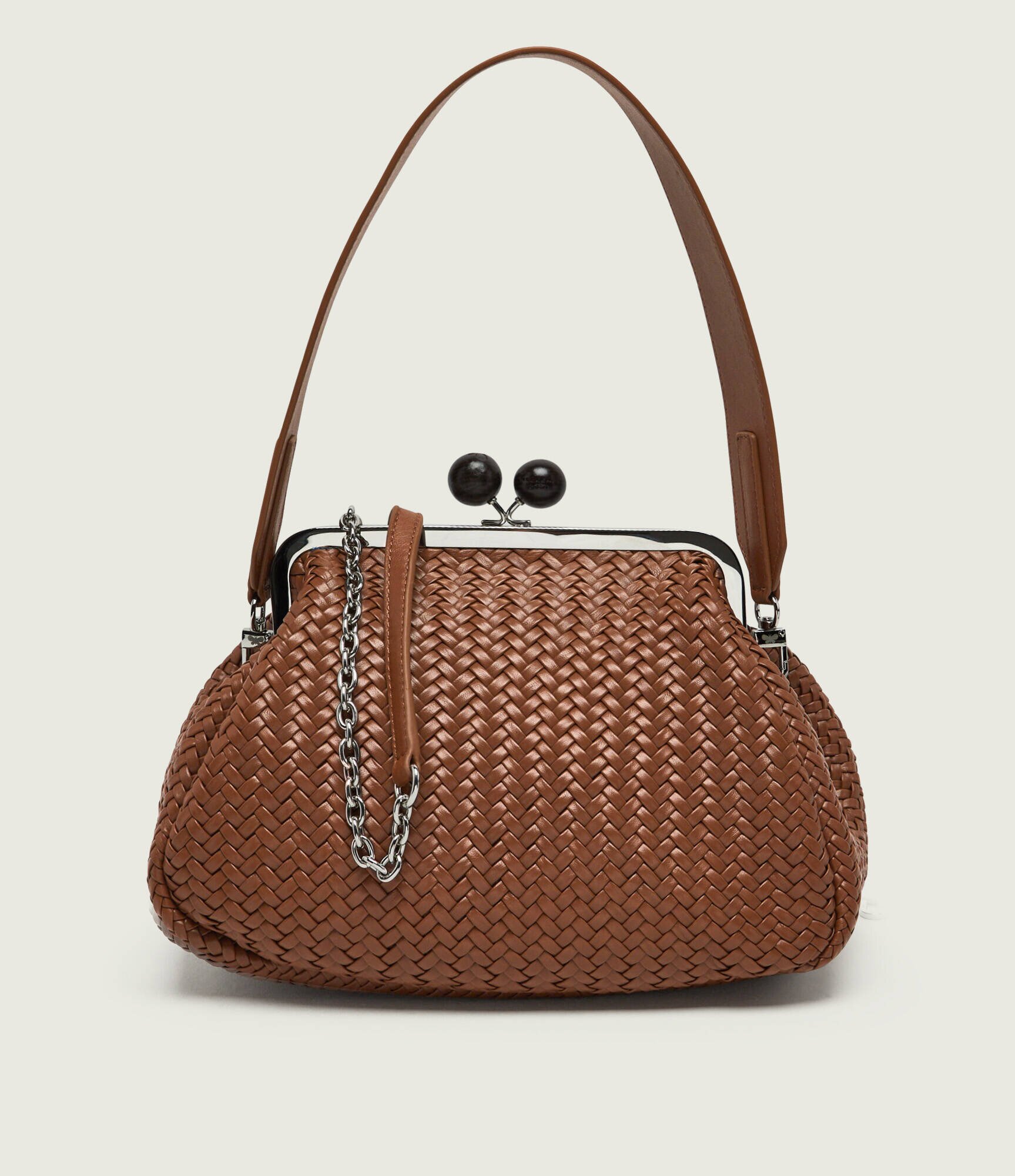 Weekend MaxMara De piele geantă pe umăr Wkaere Pasticcino