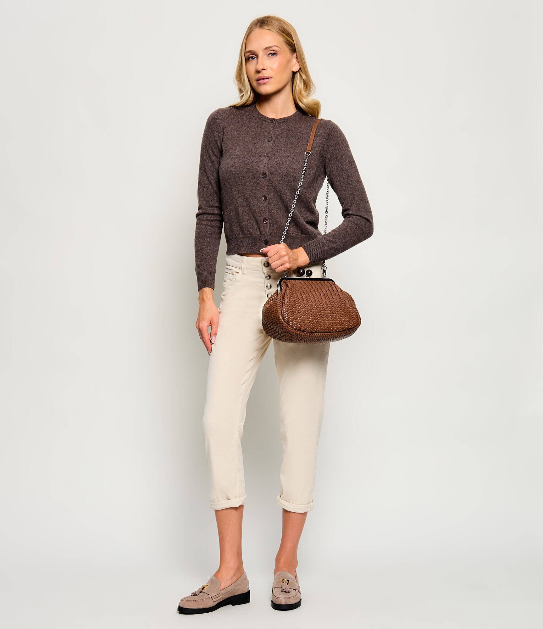 Weekend MaxMara De piele geantă pe umăr Wkaere Pasticcino