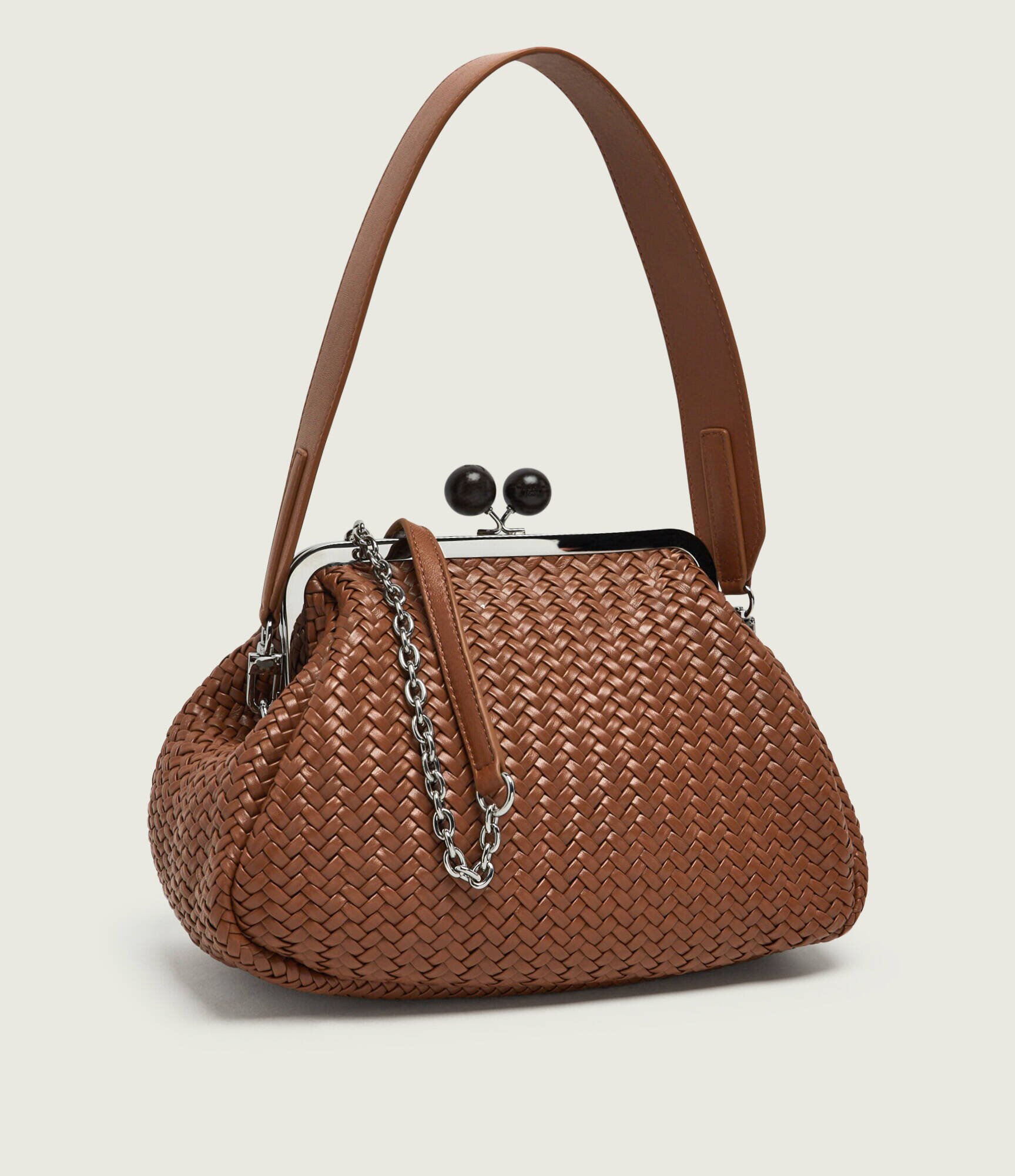 Weekend MaxMara De piele geantă pe umăr Wkaere Pasticcino
