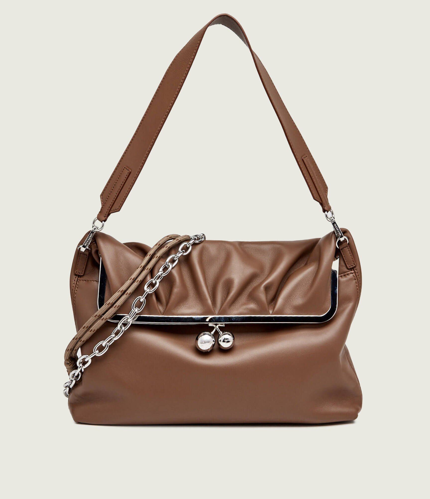 Weekend MaxMara De piele geantă pe umăr Wkaslalom Pasticcino