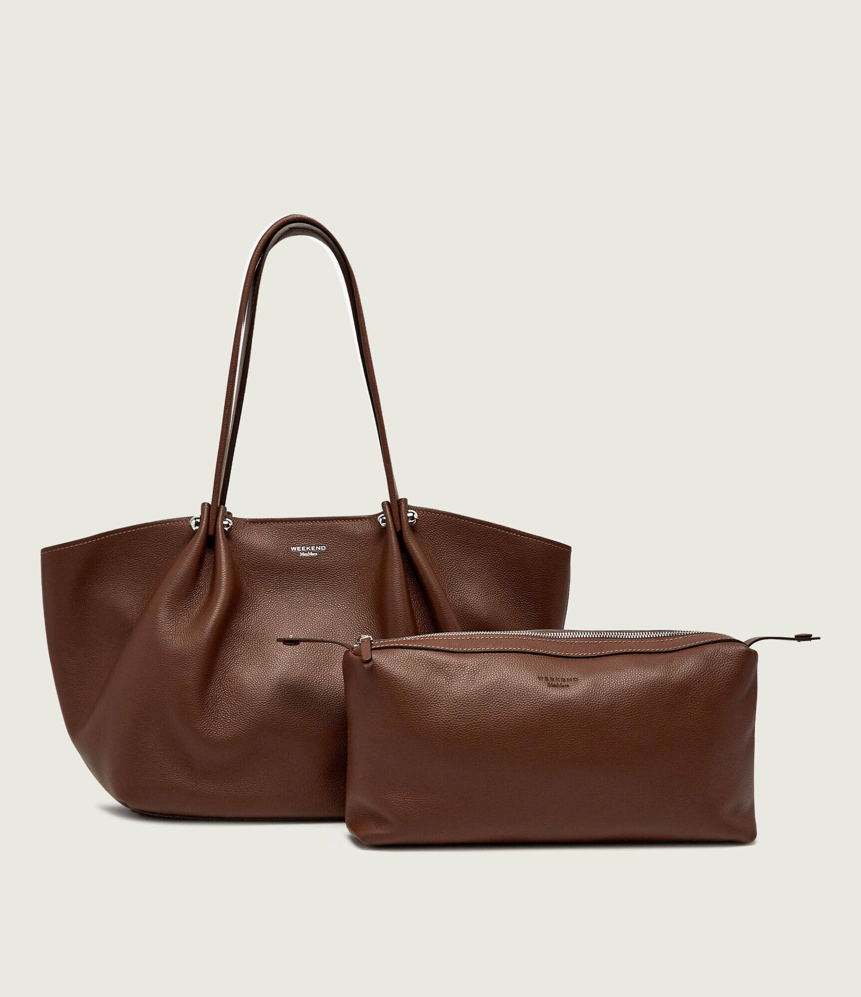 Weekend MaxMara De piele geantă shopper + borsetă Wkasatira