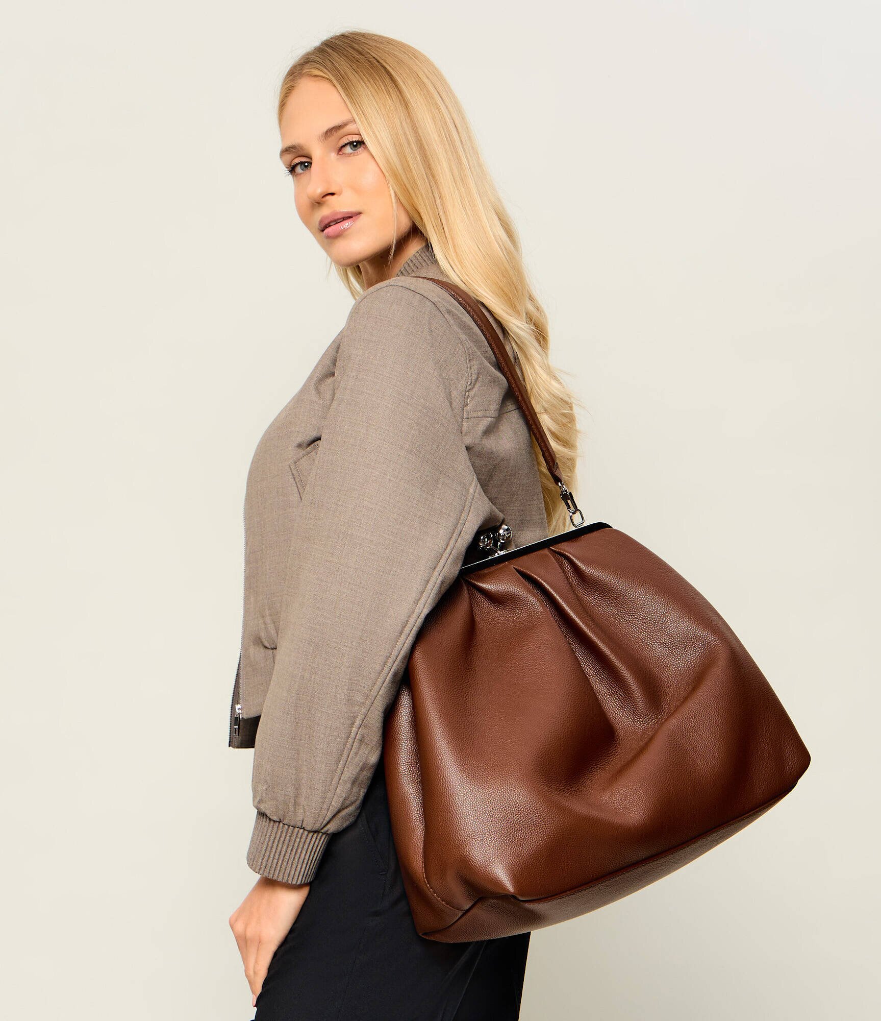Weekend MaxMara De piele geantă shopper Wkabambola Pasticcino