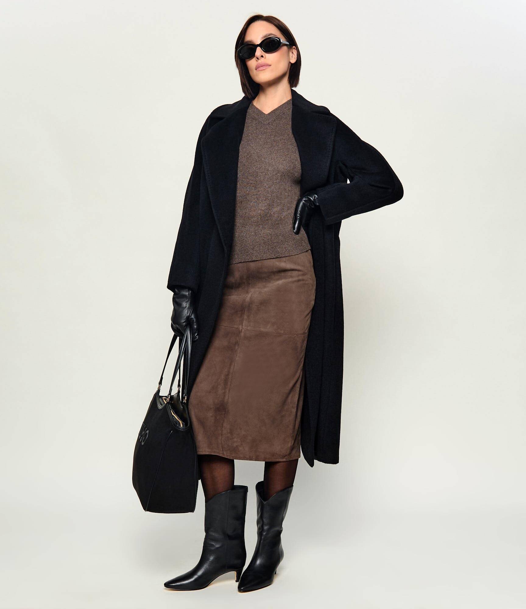 Weekend MaxMara Fustă Wkdpalmi | piele întoarsă