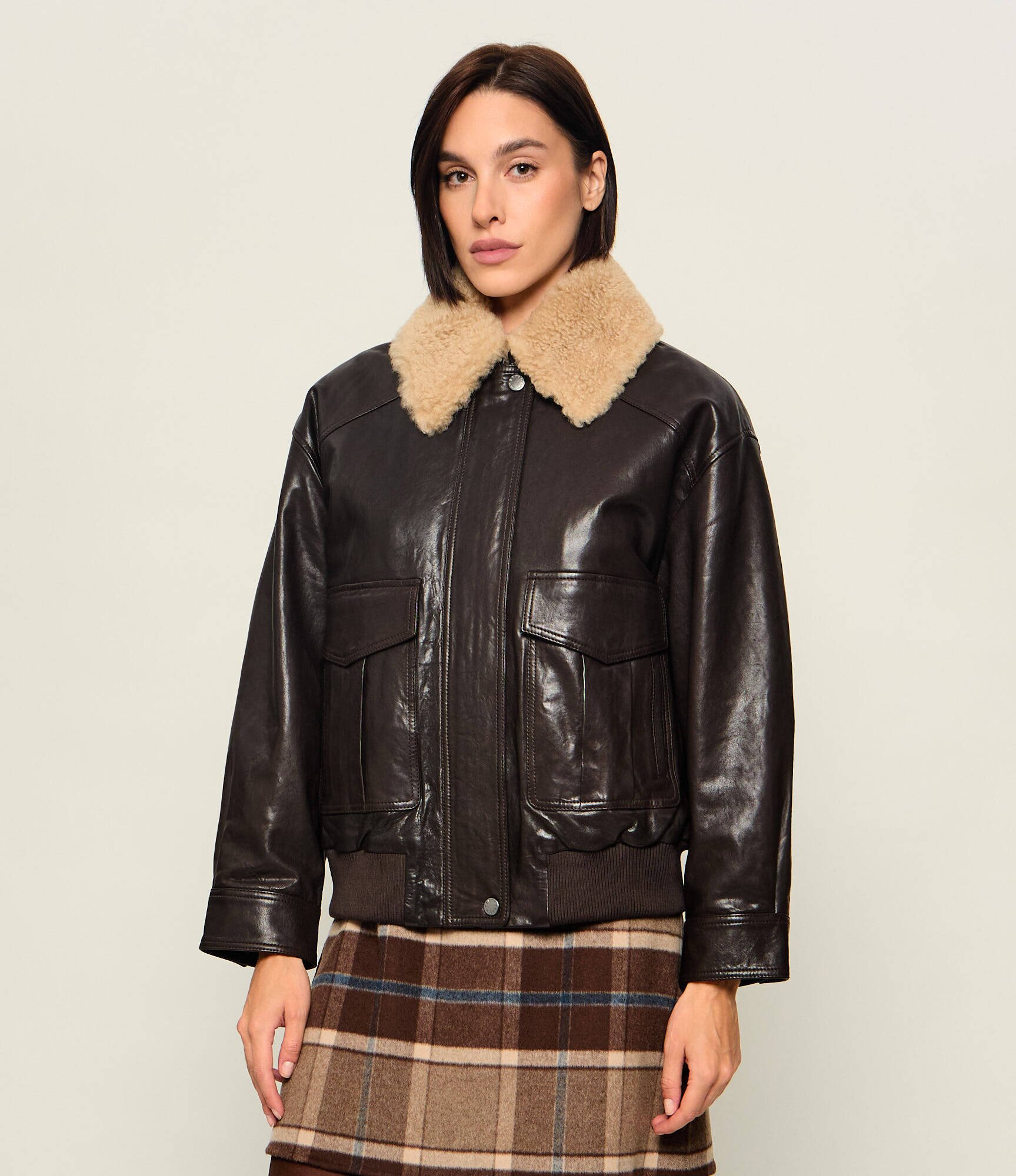 Weekend MaxMara Geacă de piele Wkdcalata| shearling | Loose fit cu adaos de lână