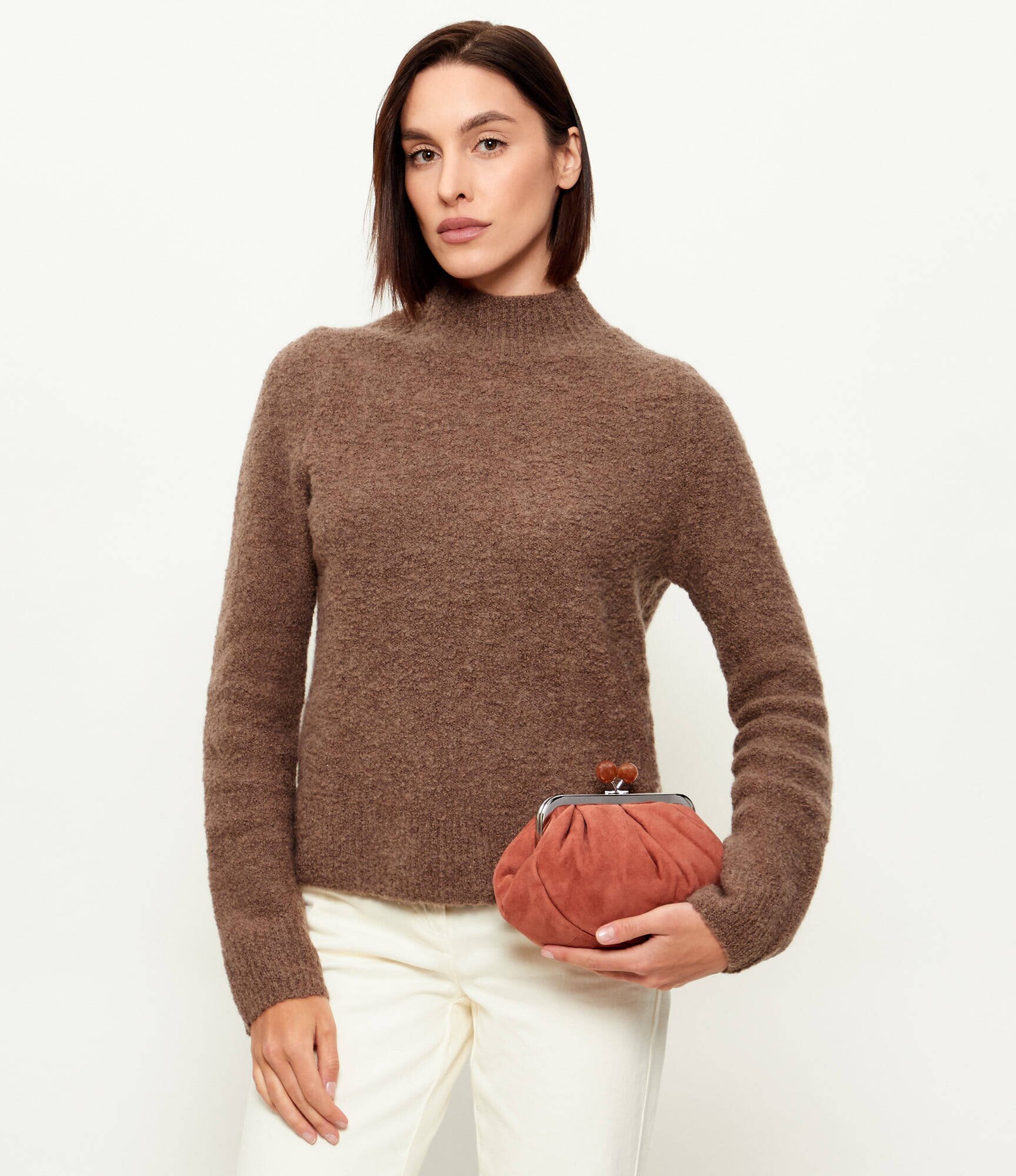 Weekend MaxMara Geantă pe umăr Wkavalois Pasticcino | piele întoarsă