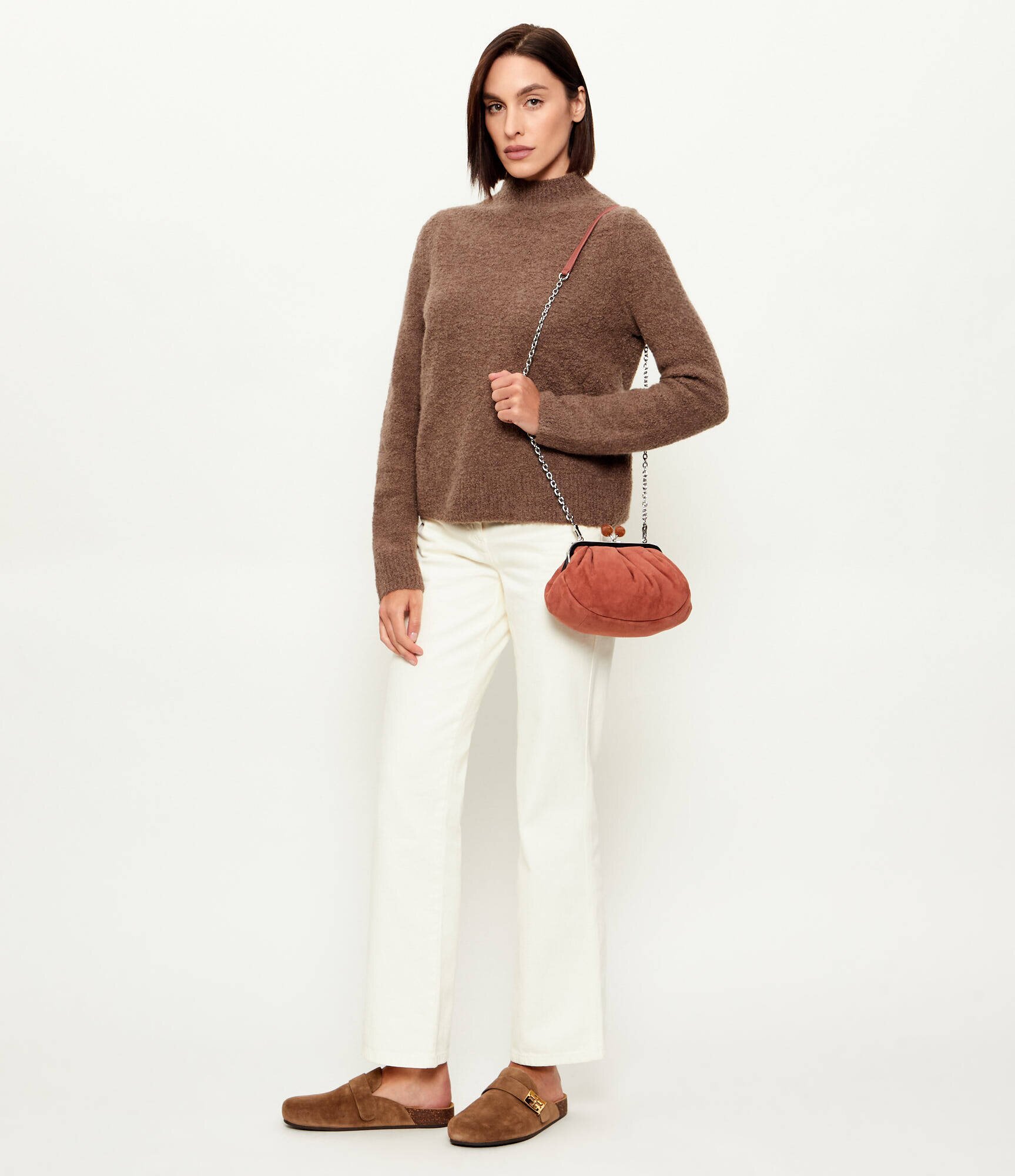 Weekend MaxMara Geantă pe umăr Wkavalois Pasticcino | piele întoarsă