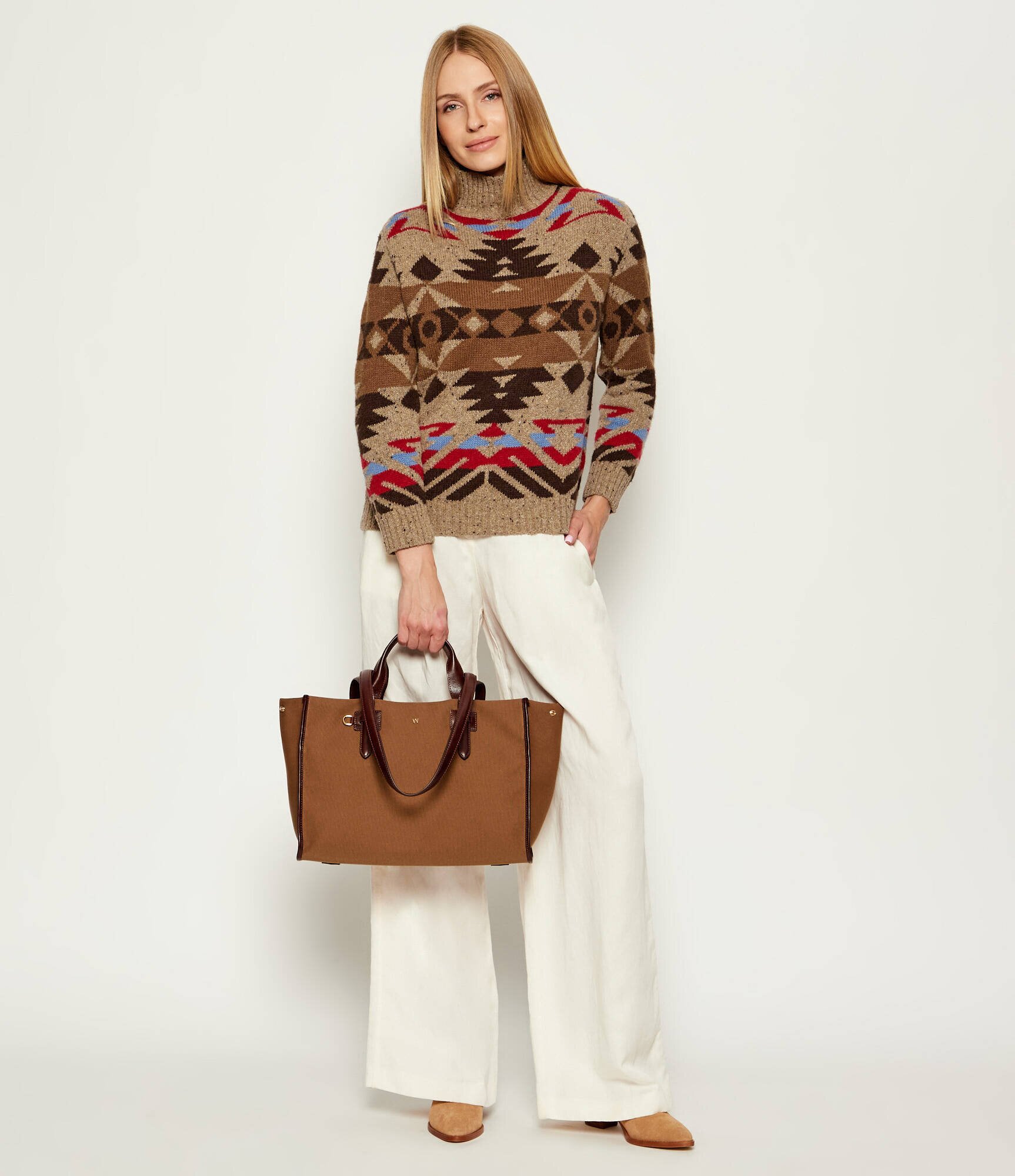 Weekend MaxMara Geantă shopper Gianna cu adaos de piele