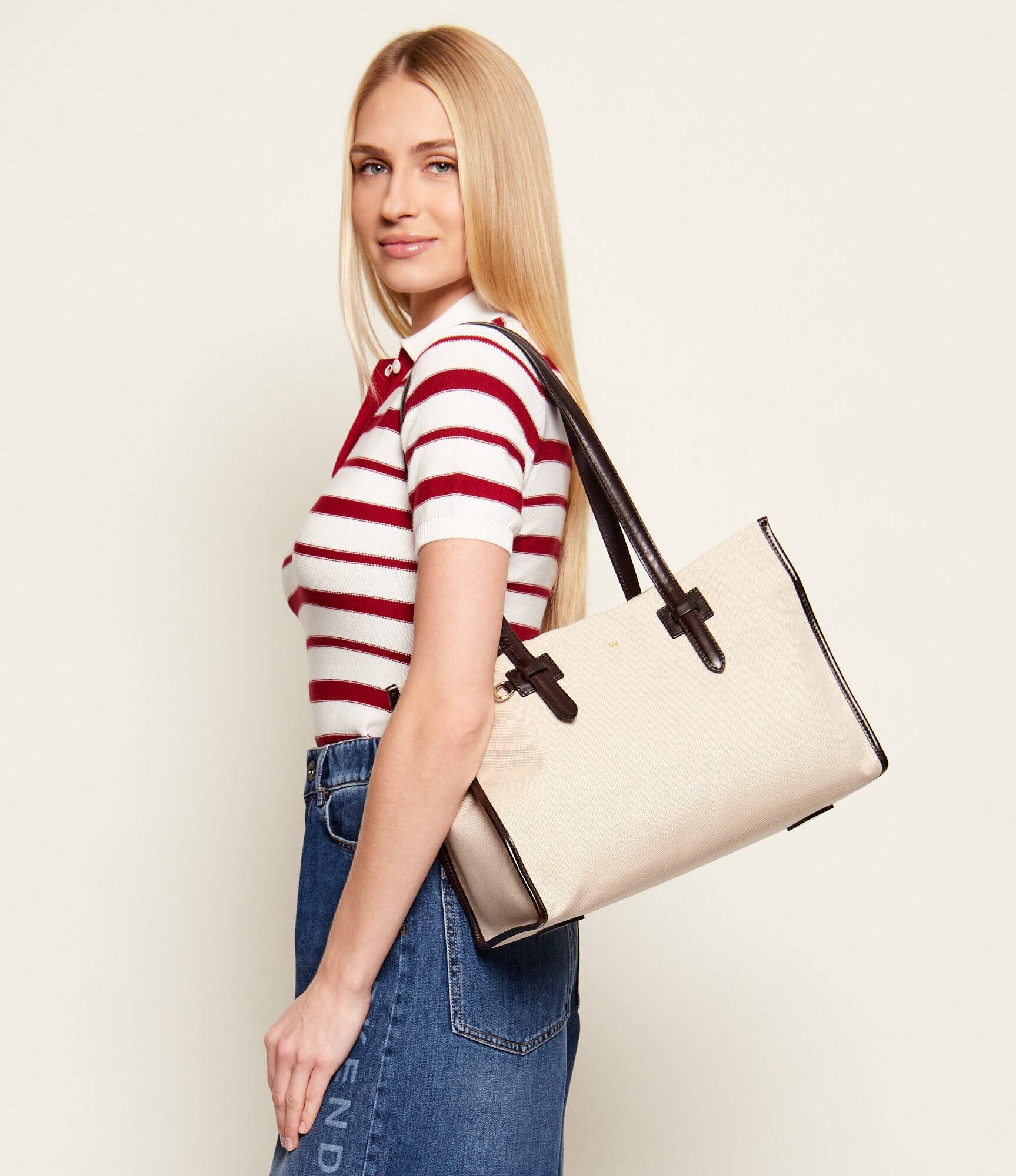Weekend MaxMara Geantă shopper WKACANDORE cu adaos de piele