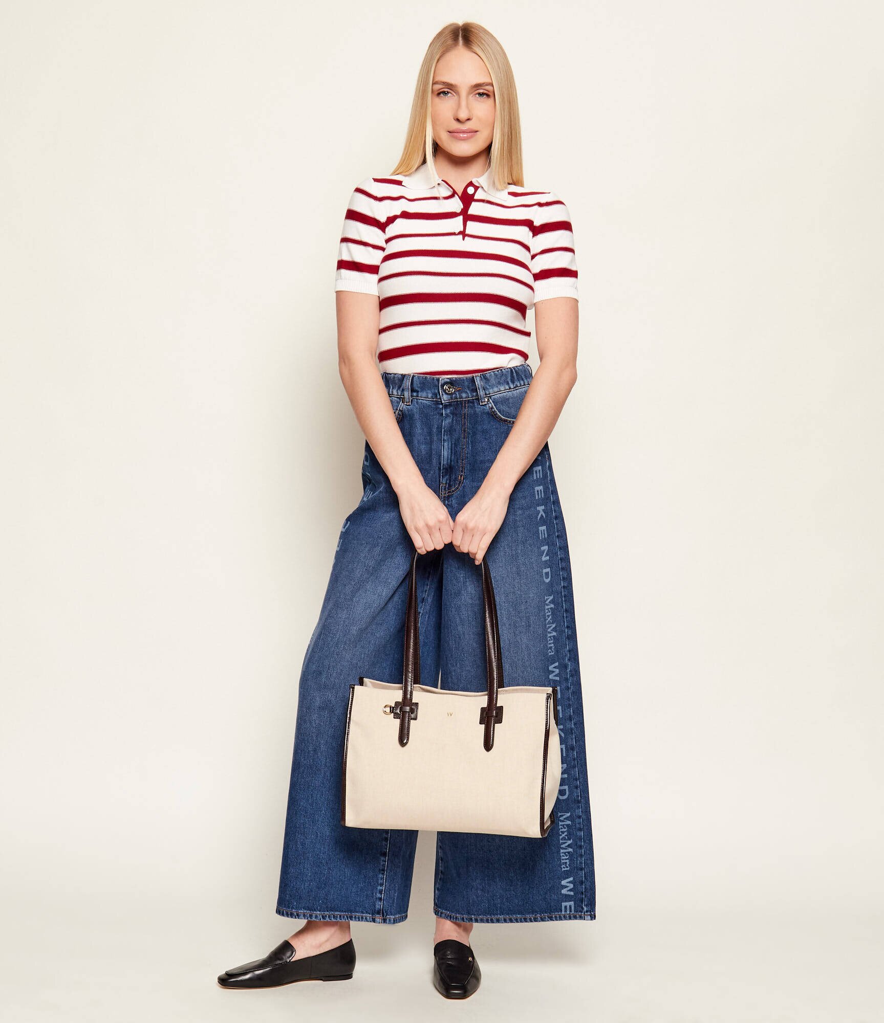 Weekend MaxMara Geantă shopper WKACANDORE cu adaos de piele