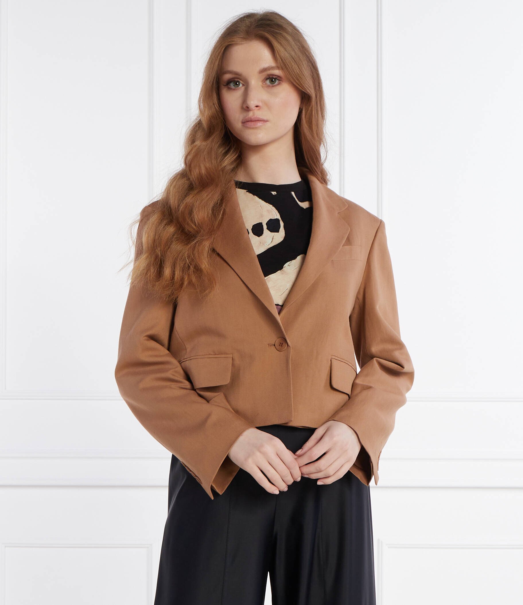 Weekend Max Mara Jachetă | Cropped Fit | cu adaos de in
