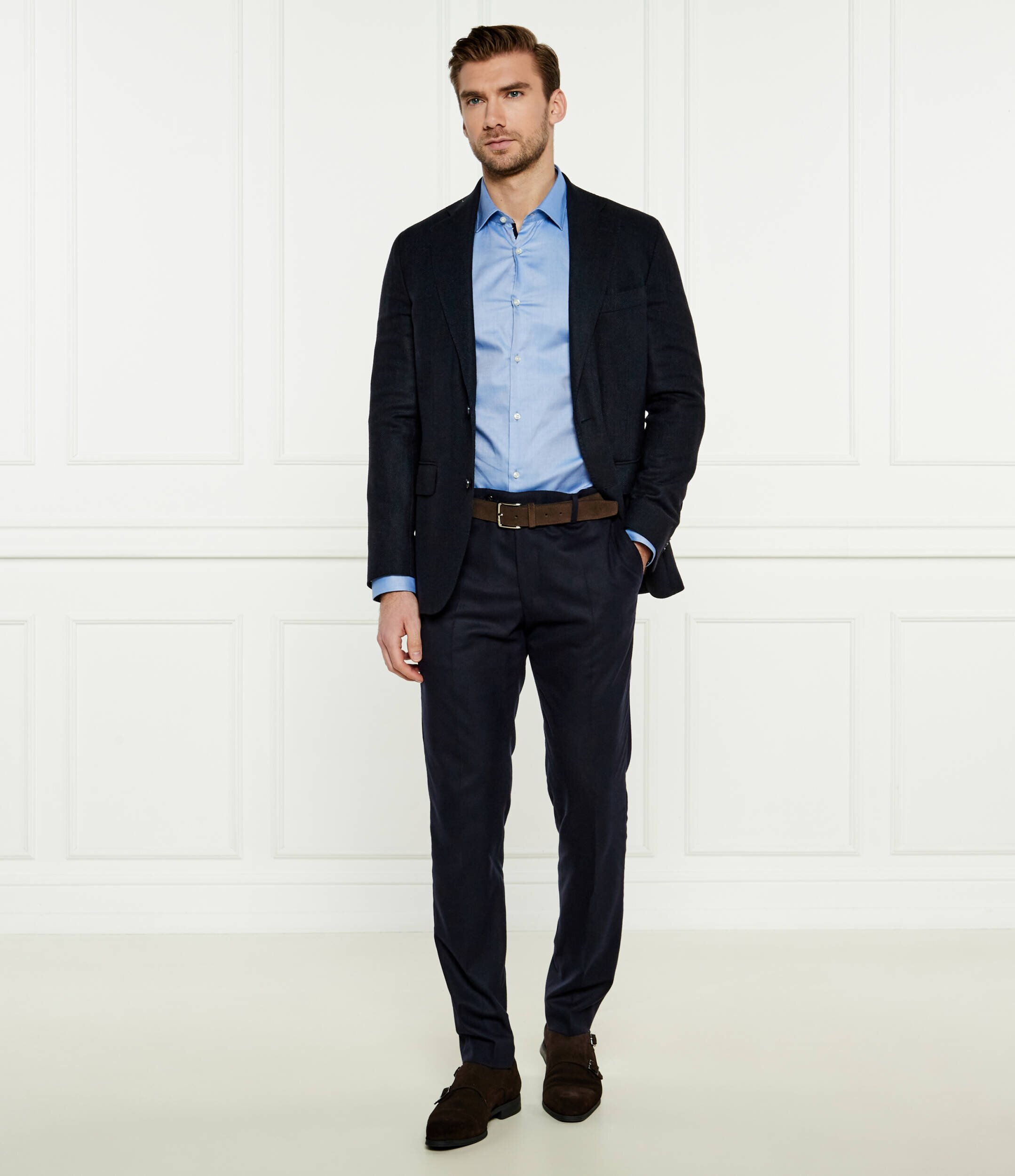 Windsor Pantaloni chino 13 Santios | Shaped fit cu adaos de lână
