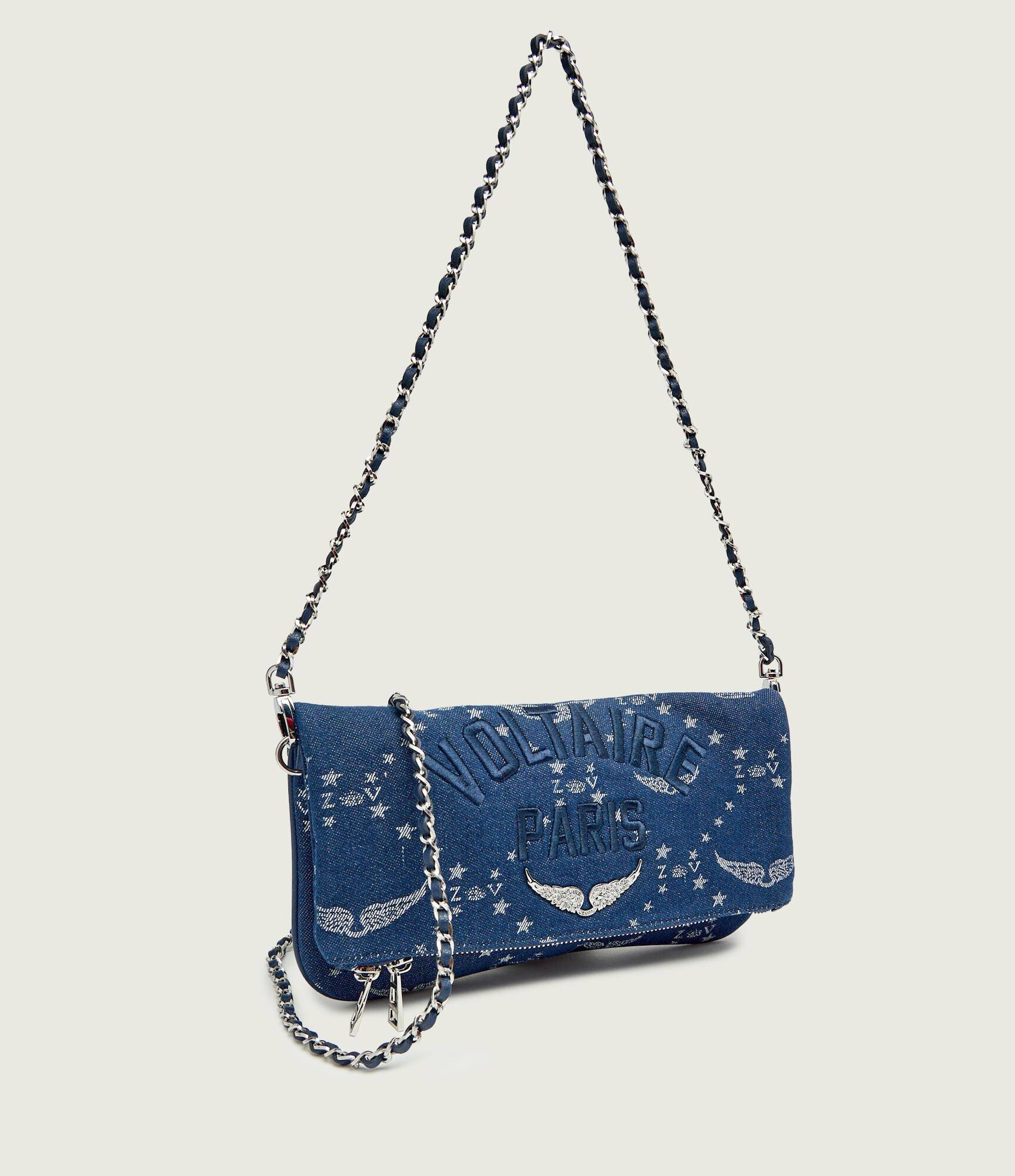 Zadig&Voltaire De blugi geantă pe umăr ROCK DENIM MONOGRAM