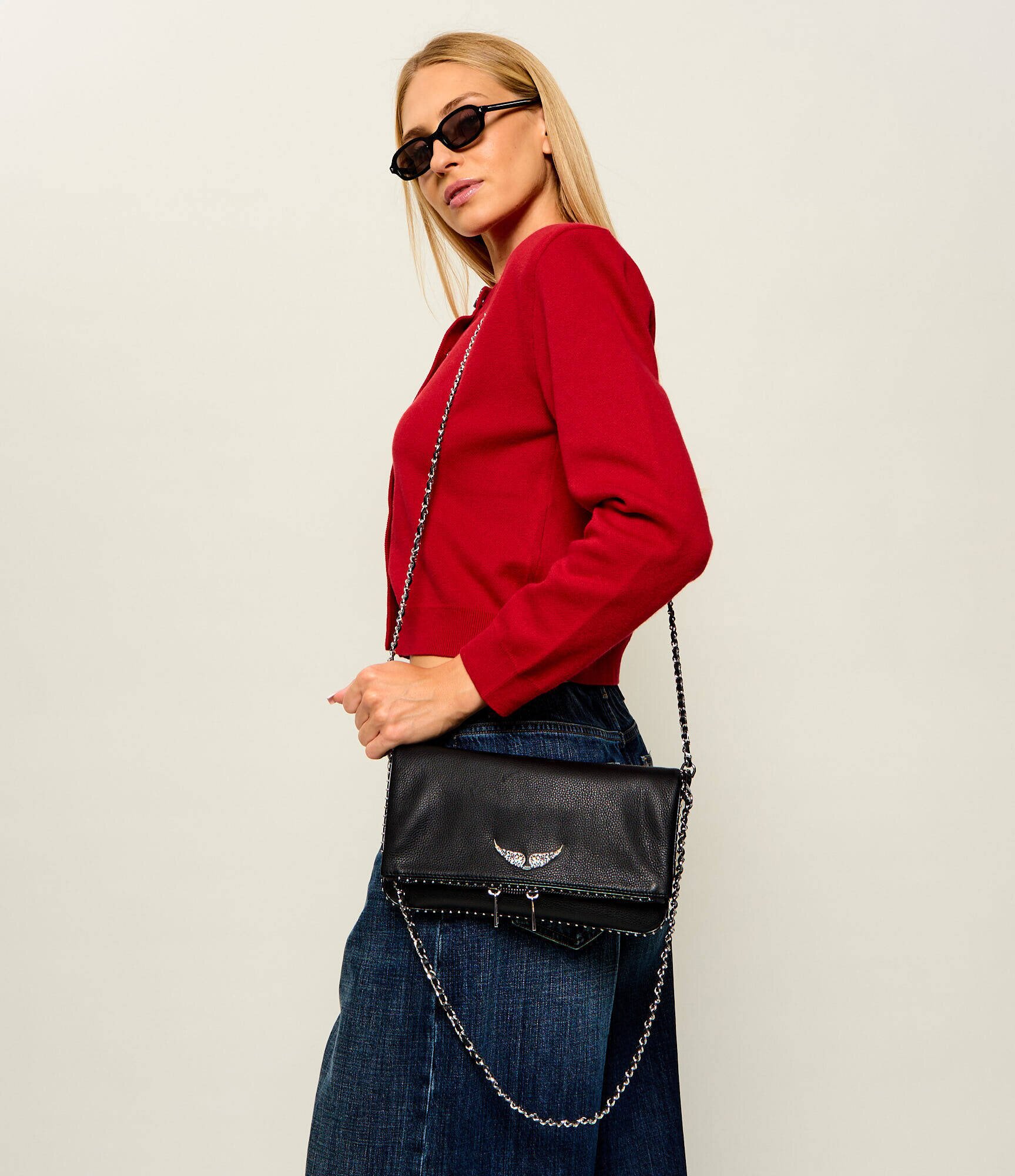 Zadig&Voltaire De piele geantă pe umăr ROCK GRAINED