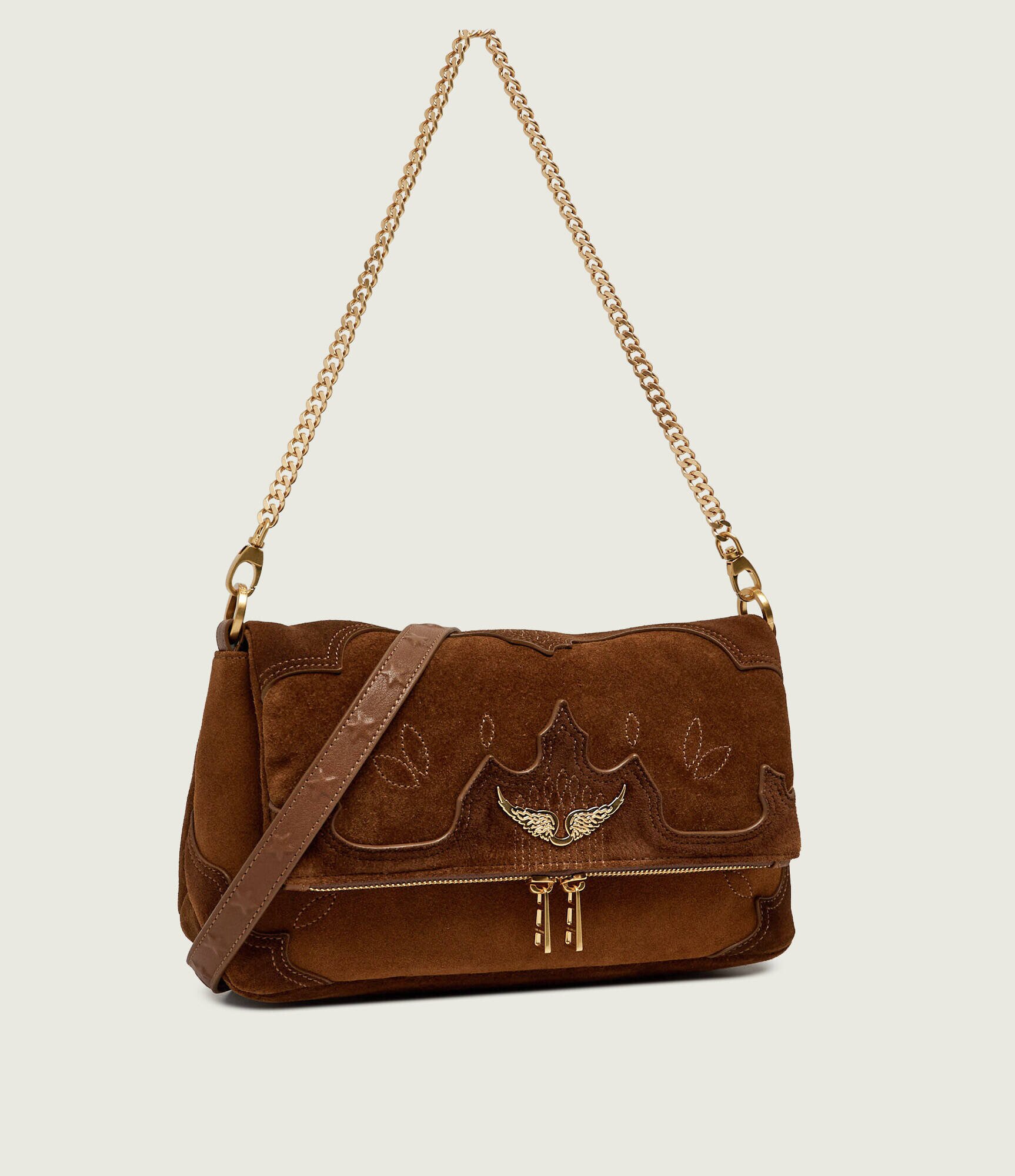 Zadig&Voltaire Geantă pe umăr Rocky II Western | piele întoarsă