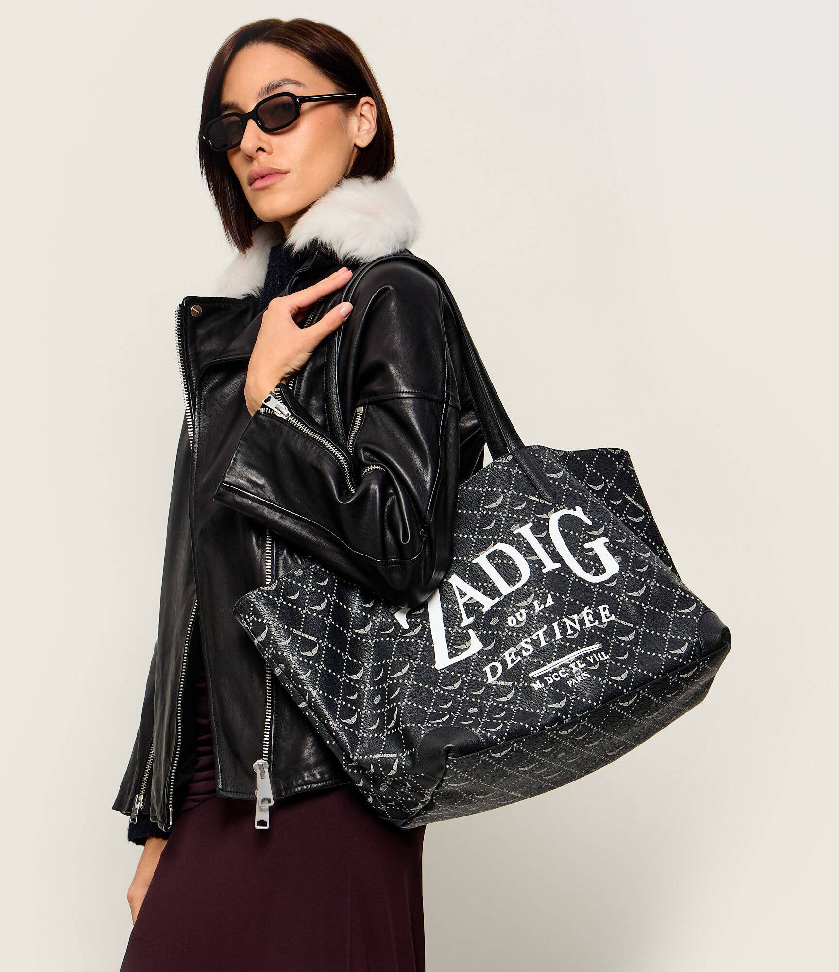 Zadig&Voltaire Geantă shopper Book Tag cu adaos de piele