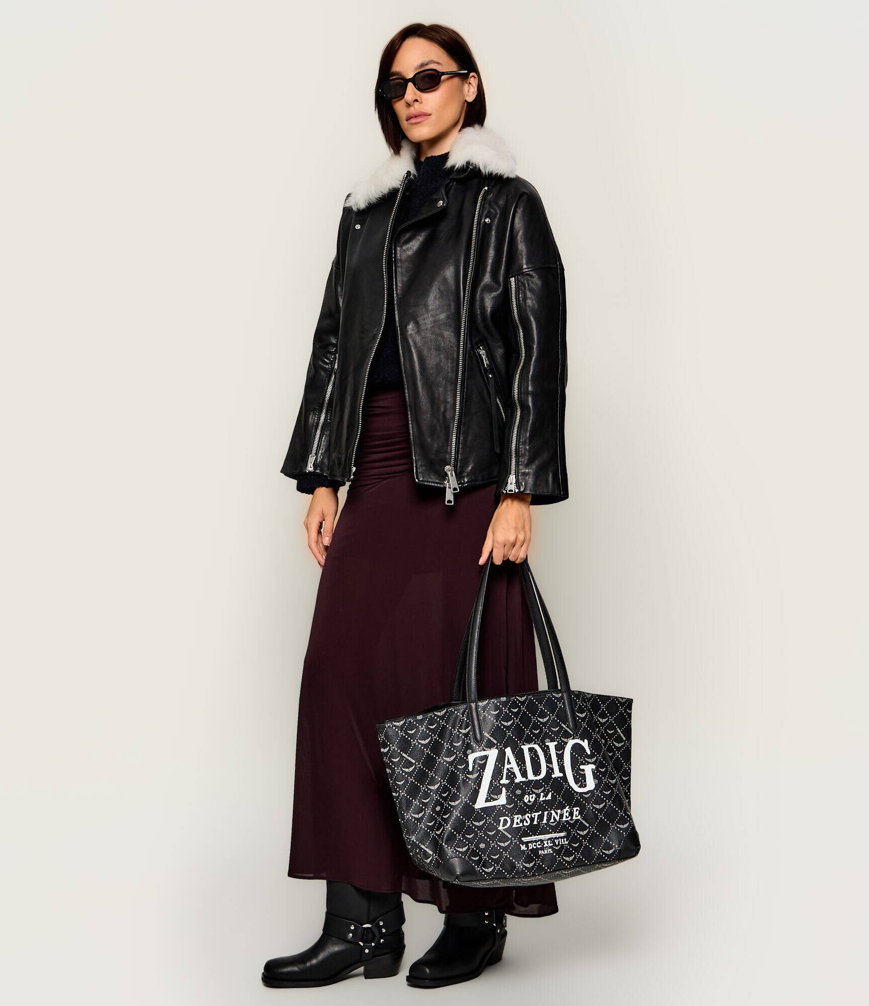 Zadig&Voltaire Geantă shopper Book Tag cu adaos de piele