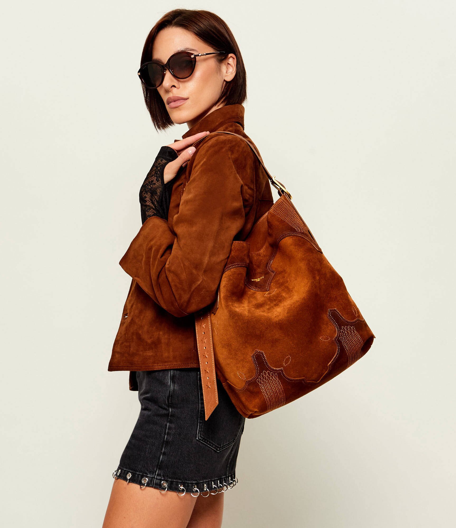 Zadig&Voltaire Geantă shopper Jane Western | piele întoarsă