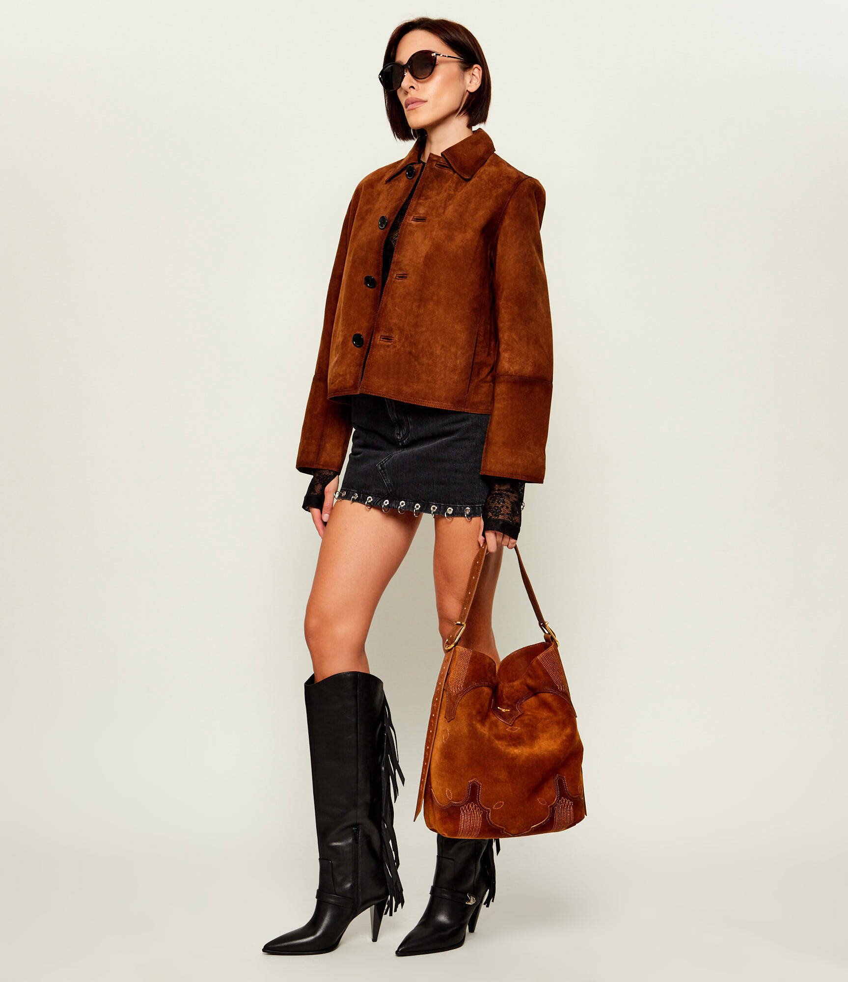 Zadig&Voltaire Geantă shopper Jane Western | piele întoarsă