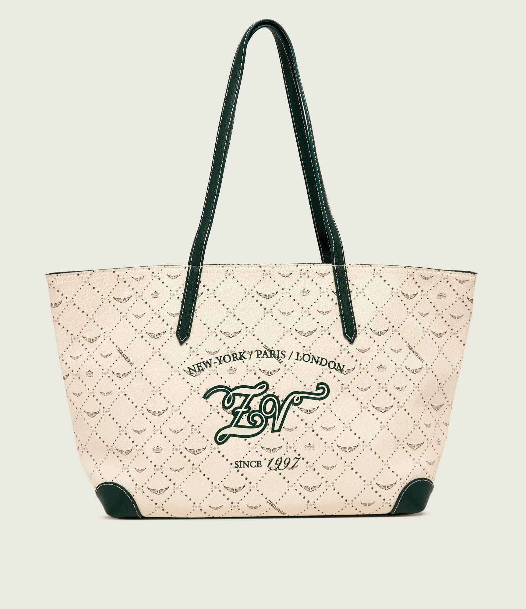 Zadig&Voltaire Geantă shopper Monogram Tennis cu adaos de piele