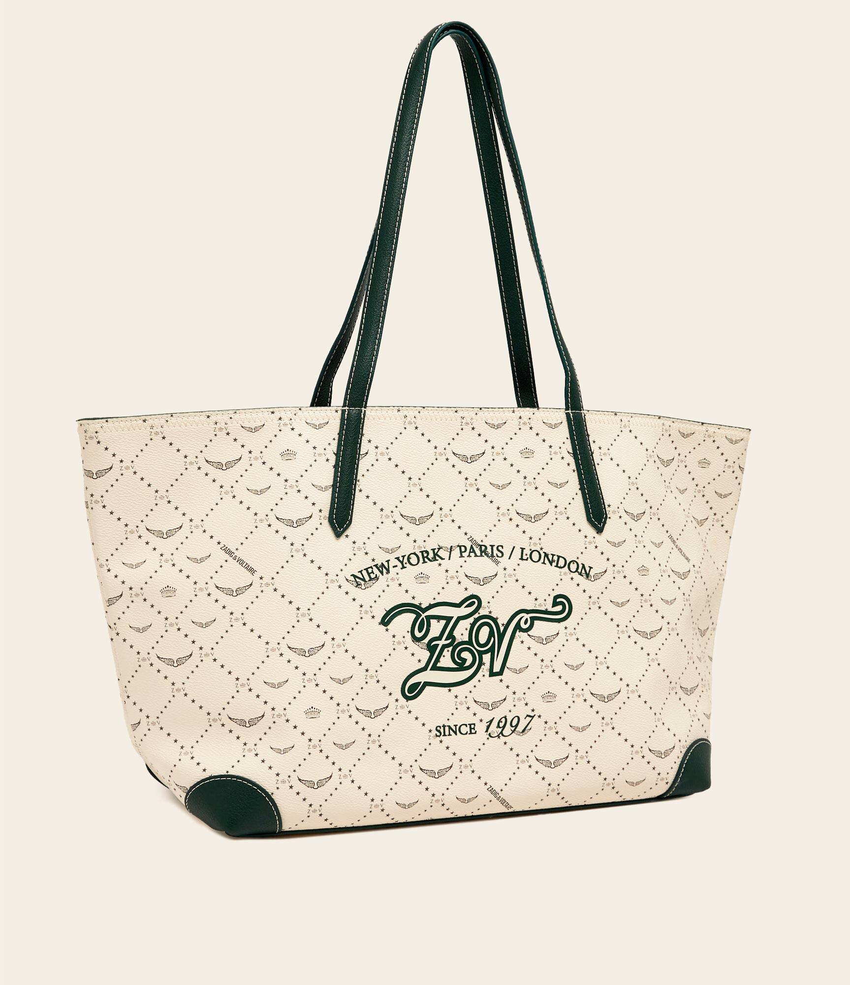 Zadig&Voltaire Geantă shopper Monogram Tennis cu adaos de piele