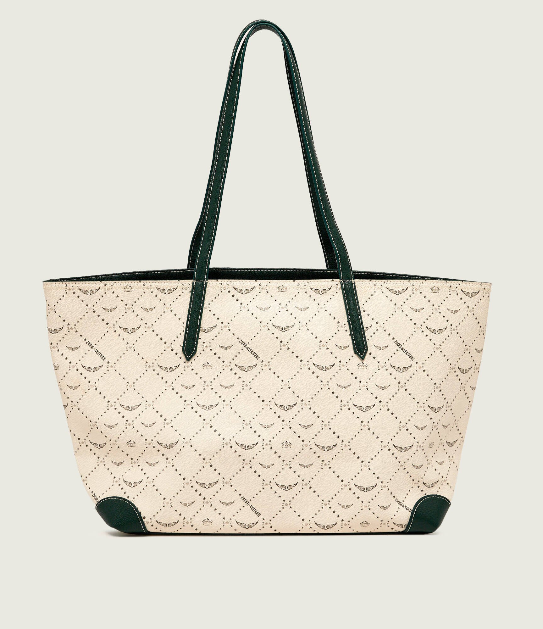 Zadig&Voltaire Geantă shopper Monogram Tennis cu adaos de piele