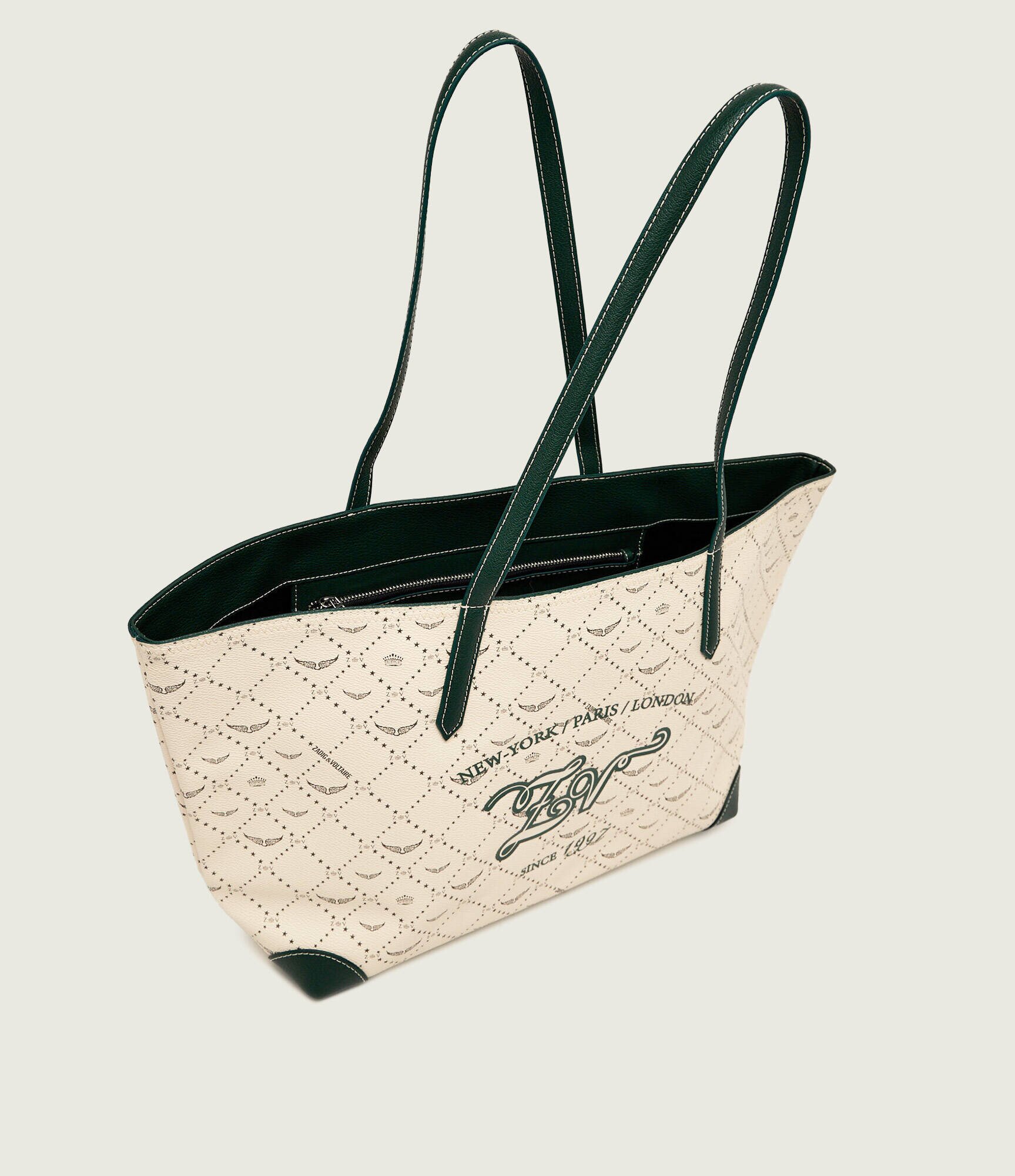 Zadig&Voltaire Geantă shopper Monogram Tennis cu adaos de piele