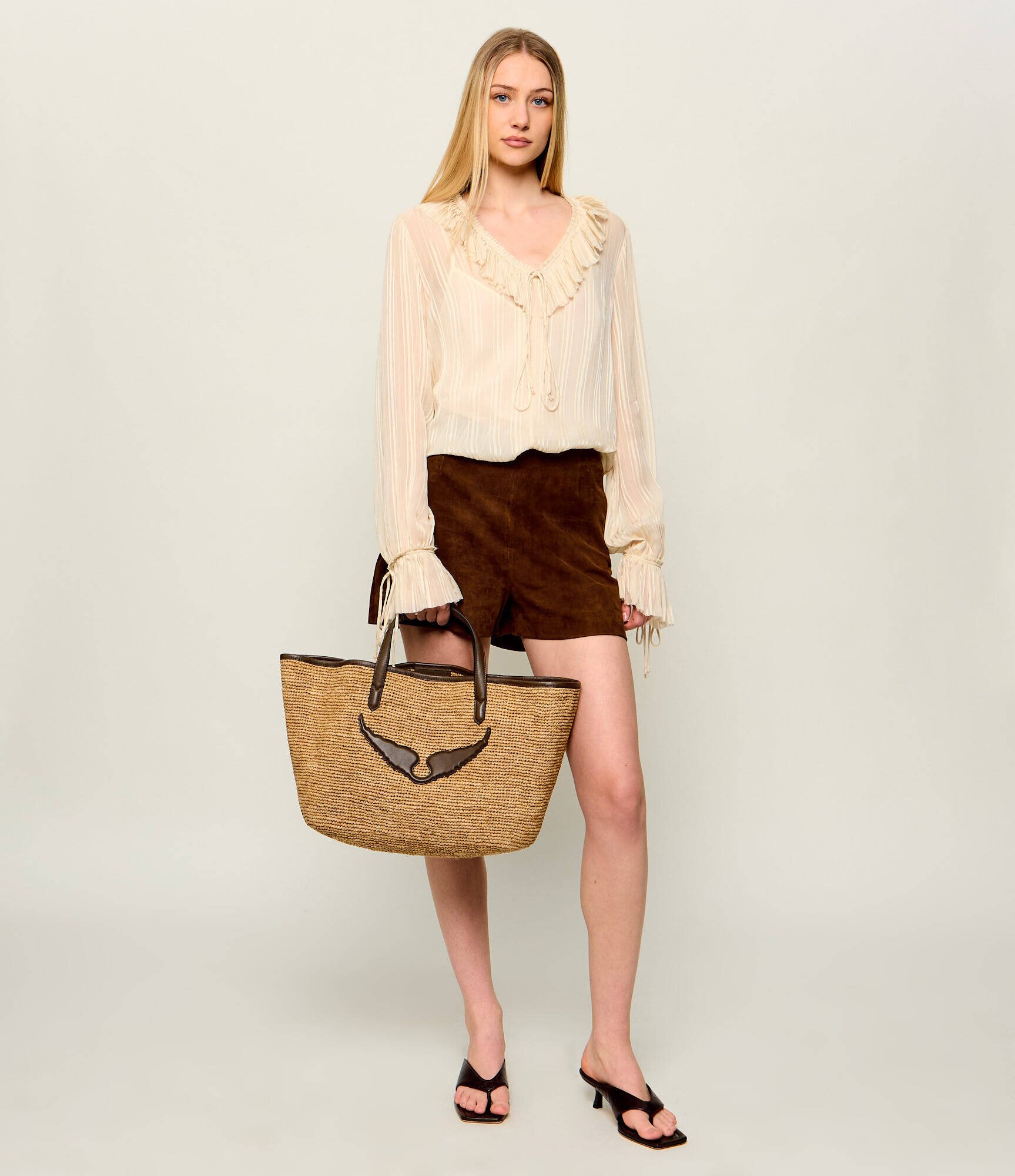 Zadig&Voltaire Geantă shopper WINGS cu adaos de piele