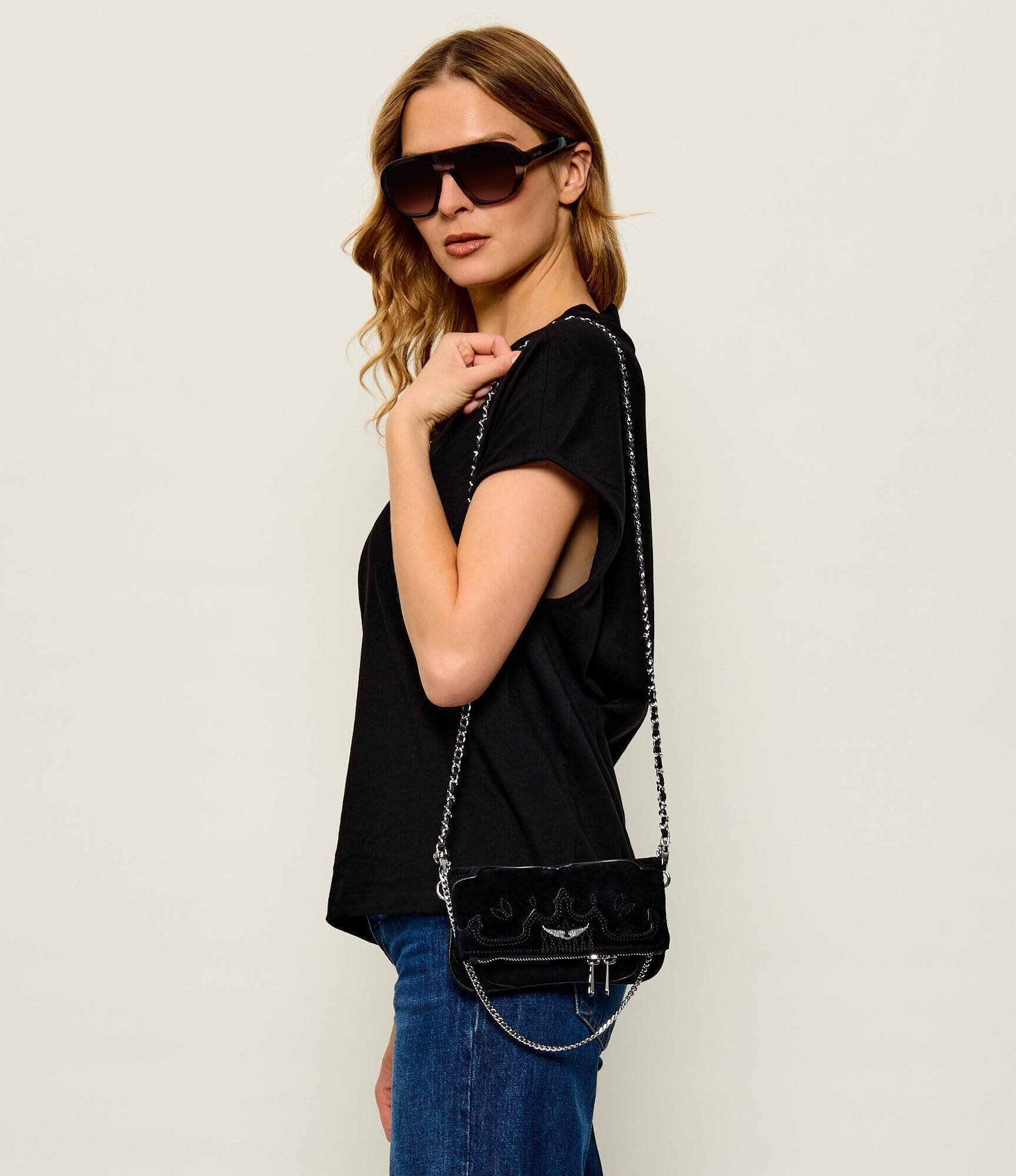 Zadig&Voltaire Poșetă plic Rock Mini | piele întoarsă