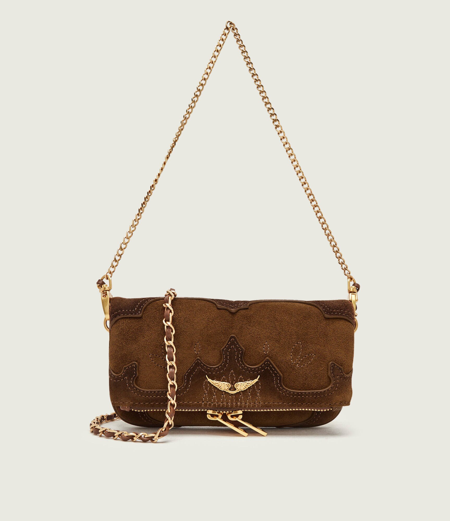 Zadig&Voltaire Poșetă plic Rock Mini | piele întoarsă