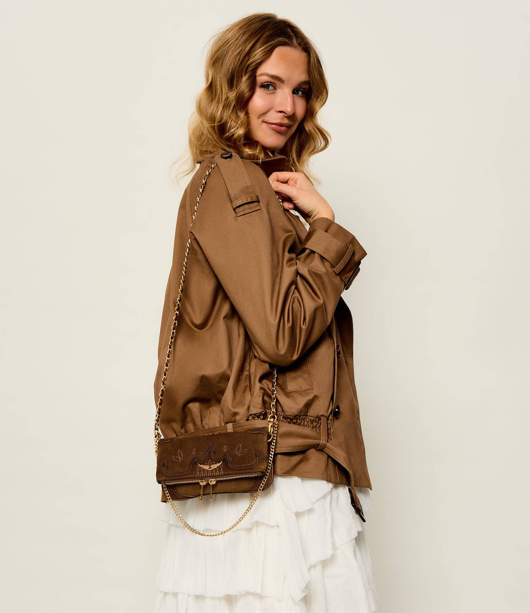 Zadig&Voltaire Poșetă plic Rock Mini | piele întoarsă