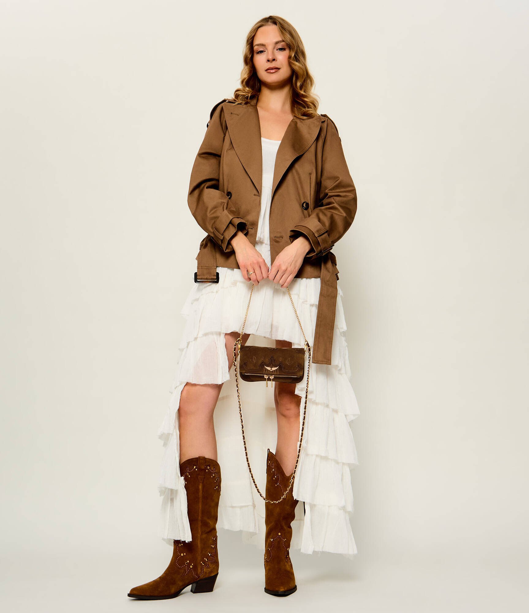 Zadig&Voltaire Poșetă plic Rock Mini | piele întoarsă