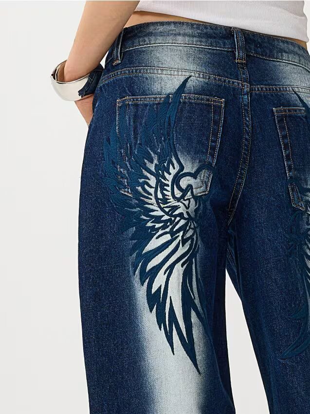 House Jeanși wide leg cu talie joasă