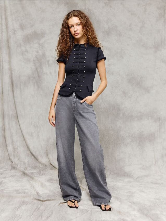 House Jeanși wide leg cu talie joasă