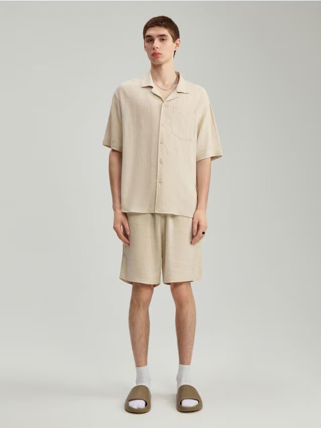House Pantaloni scurți cu adaos de in
