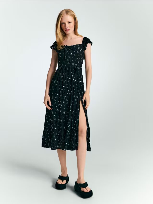 House Rochie midi înflorată