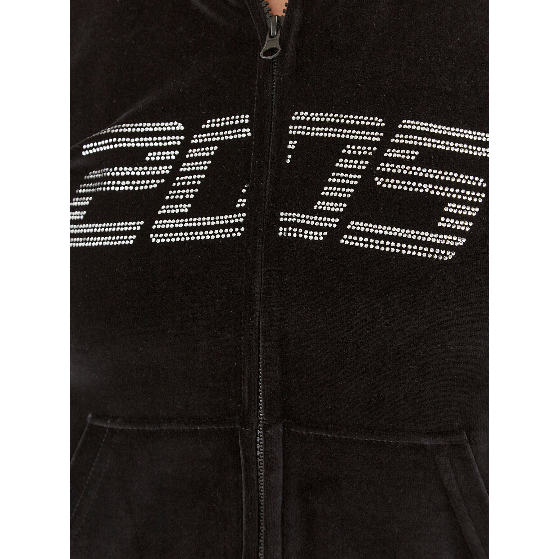 2005 Bluză Velour Zip Hoodie Negru Regular Fit - Pled.ro