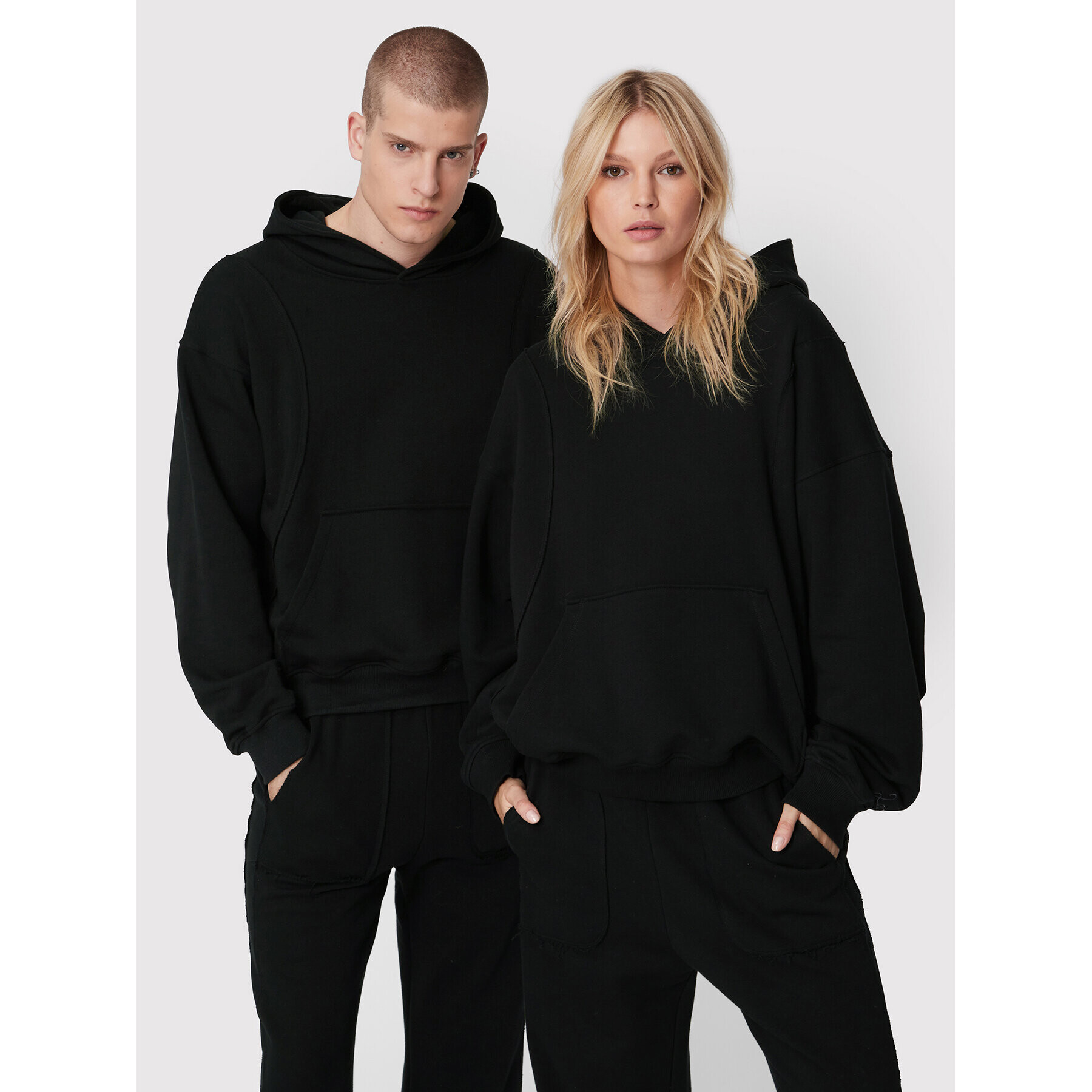 2005 Bluză Unisex X Leeves „Panel” Negru Relaxed Fit - Pled.ro