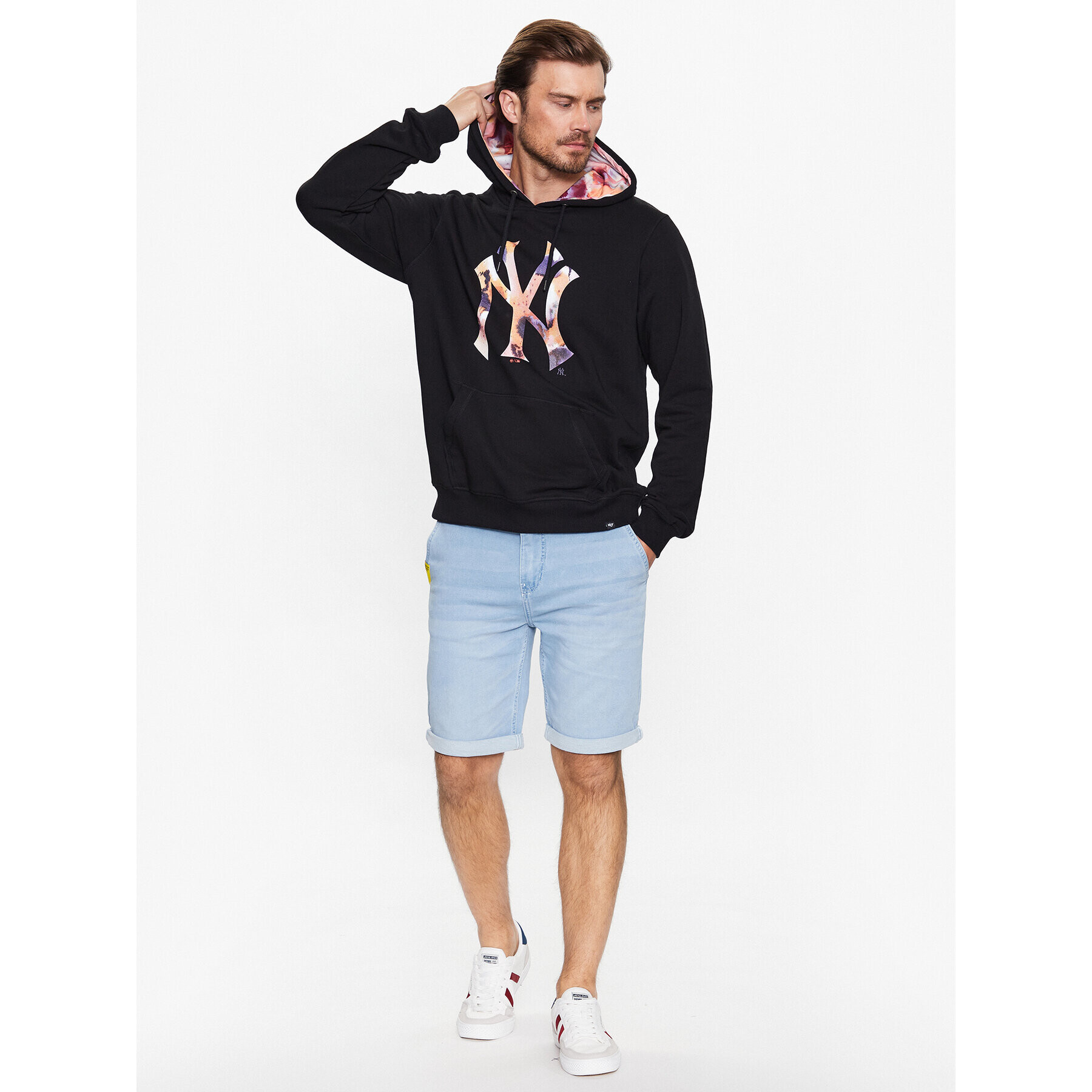 47 Brand Bluză New York Yankees Day Glow Pop 47 Helix Hood Negru Regular Fit - Pled.ro