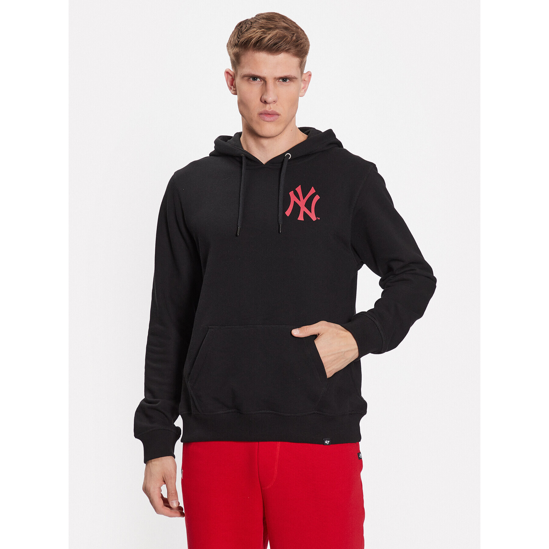 47 Brand Bluză New York Yankees Lc Backer 47 Helix Hood Negru Regular Fit - Pled.ro