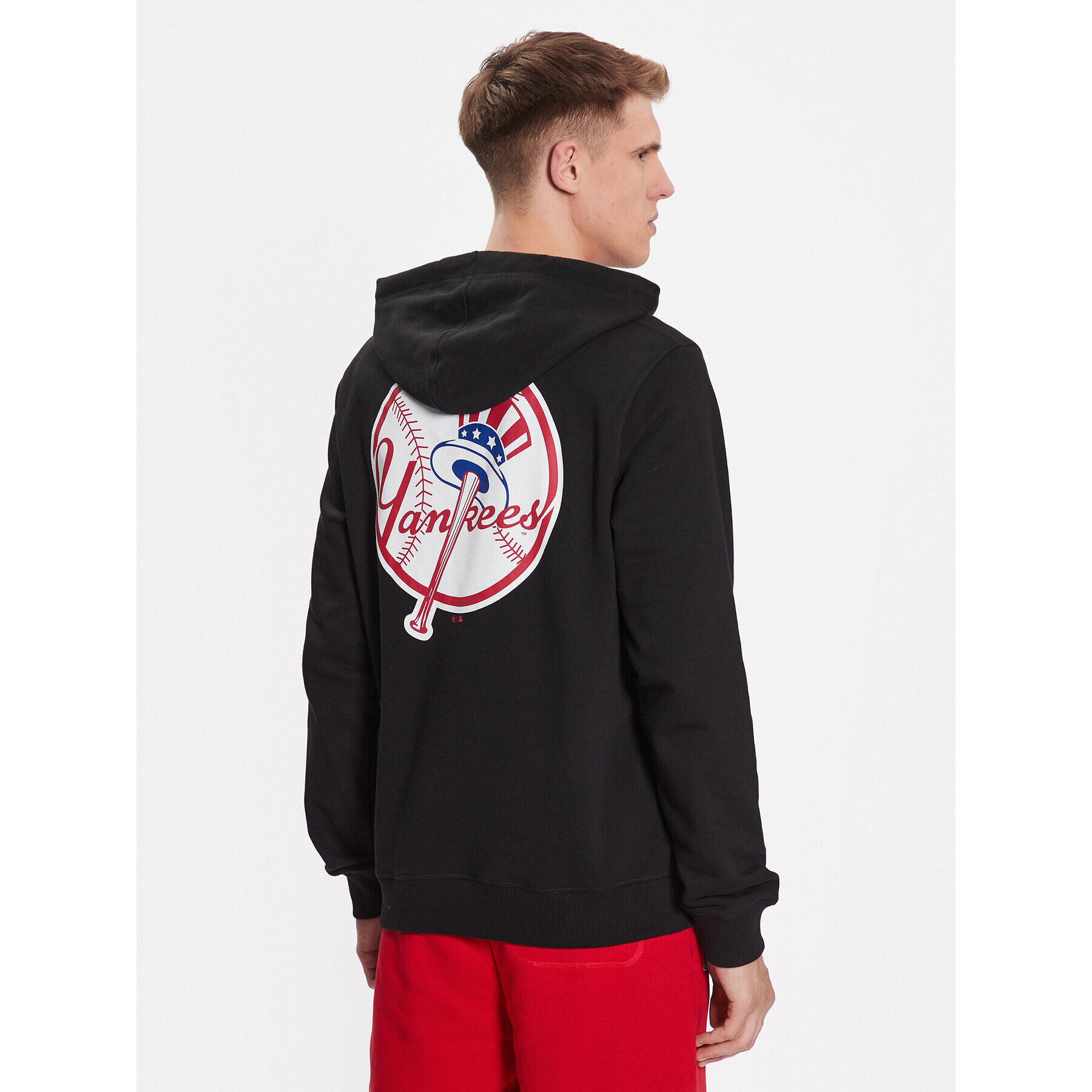 47 Brand Bluză New York Yankees Lc Backer 47 Helix Hood Negru Regular Fit - Pled.ro