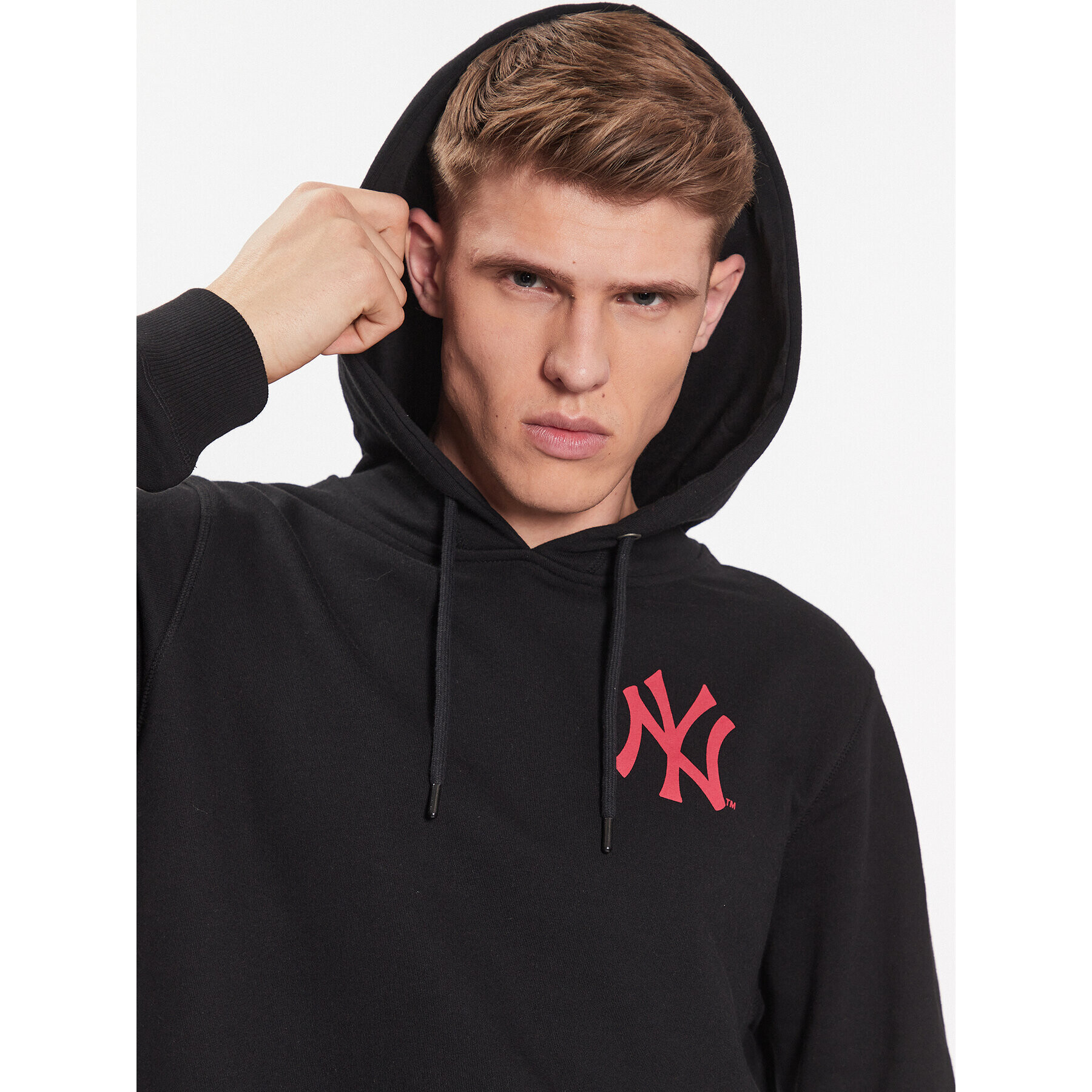 47 Brand Bluză New York Yankees Lc Backer 47 Helix Hood Negru Regular Fit - Pled.ro