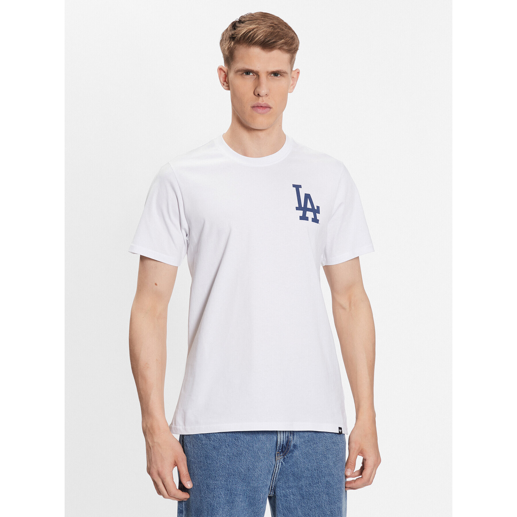 47 Brand Tricou Los Angeles Dodgers World Series Backer '47 Echo Tee Alb Regular Fit - Pled.ro