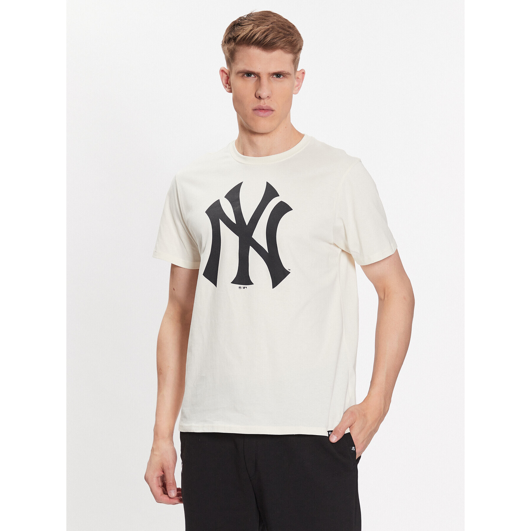 47 Brand Tricou MLB New York Yankees Imprint 47 Echo Tee BB017TEMIME544104CL Écru Regular Fit - Pled.ro