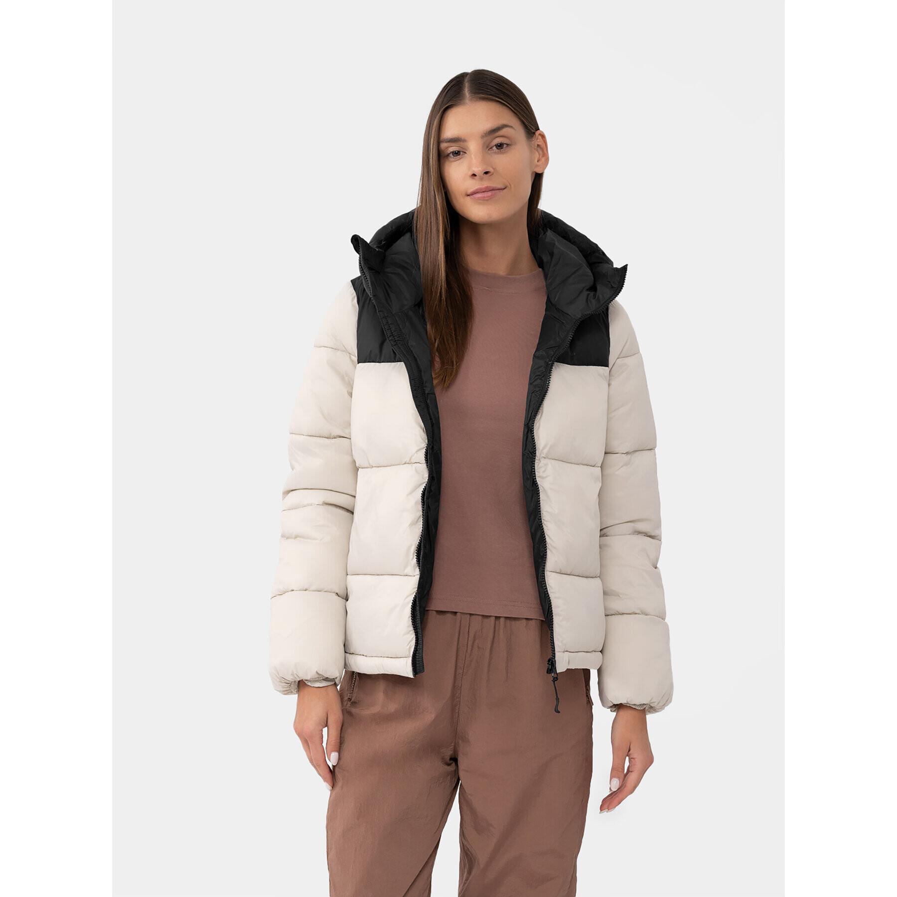 4F Geacă din puf AW23TDJAF230 Bej Regular Fit - Pled.ro