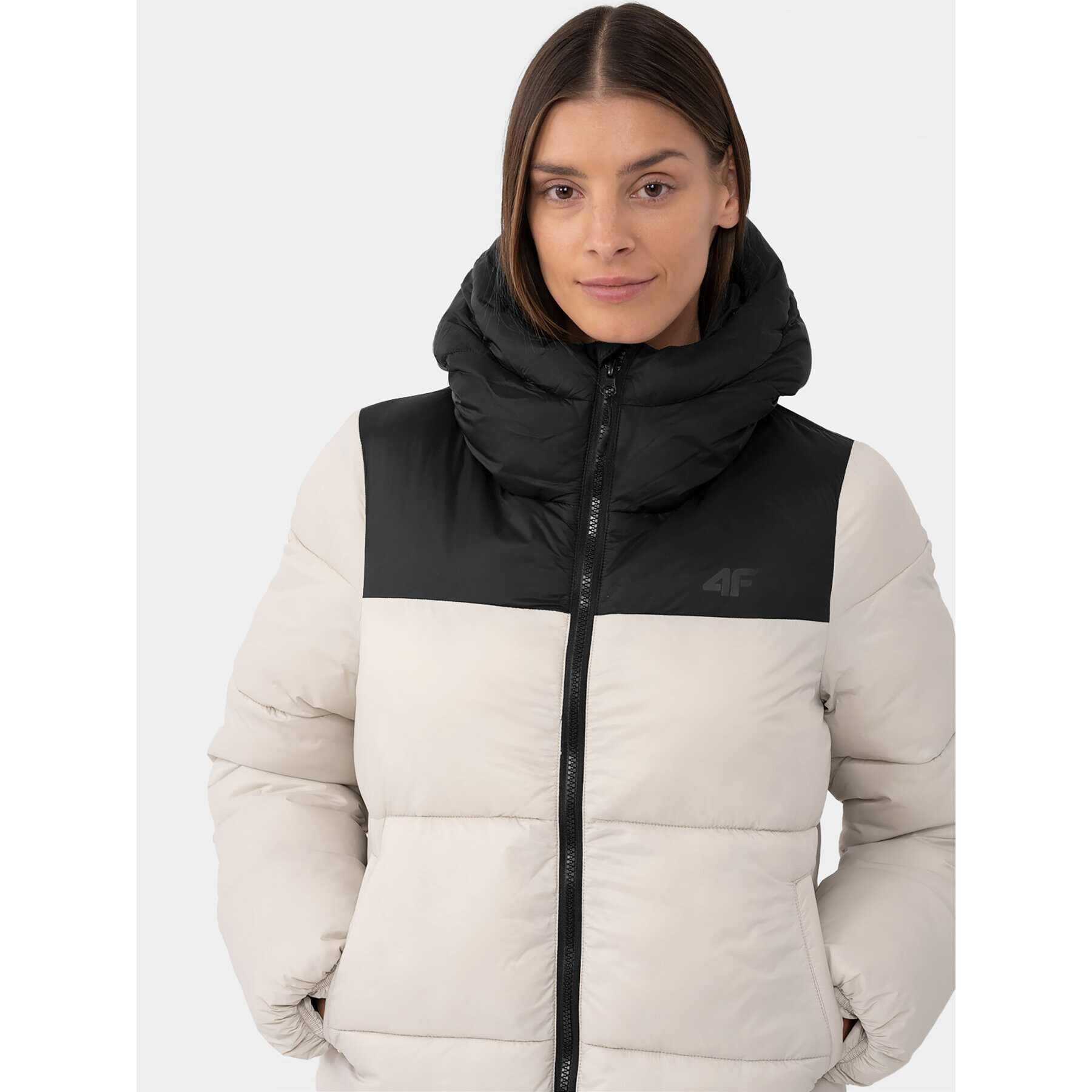 4F Geacă din puf AW23TDJAF230 Bej Regular Fit - Pled.ro