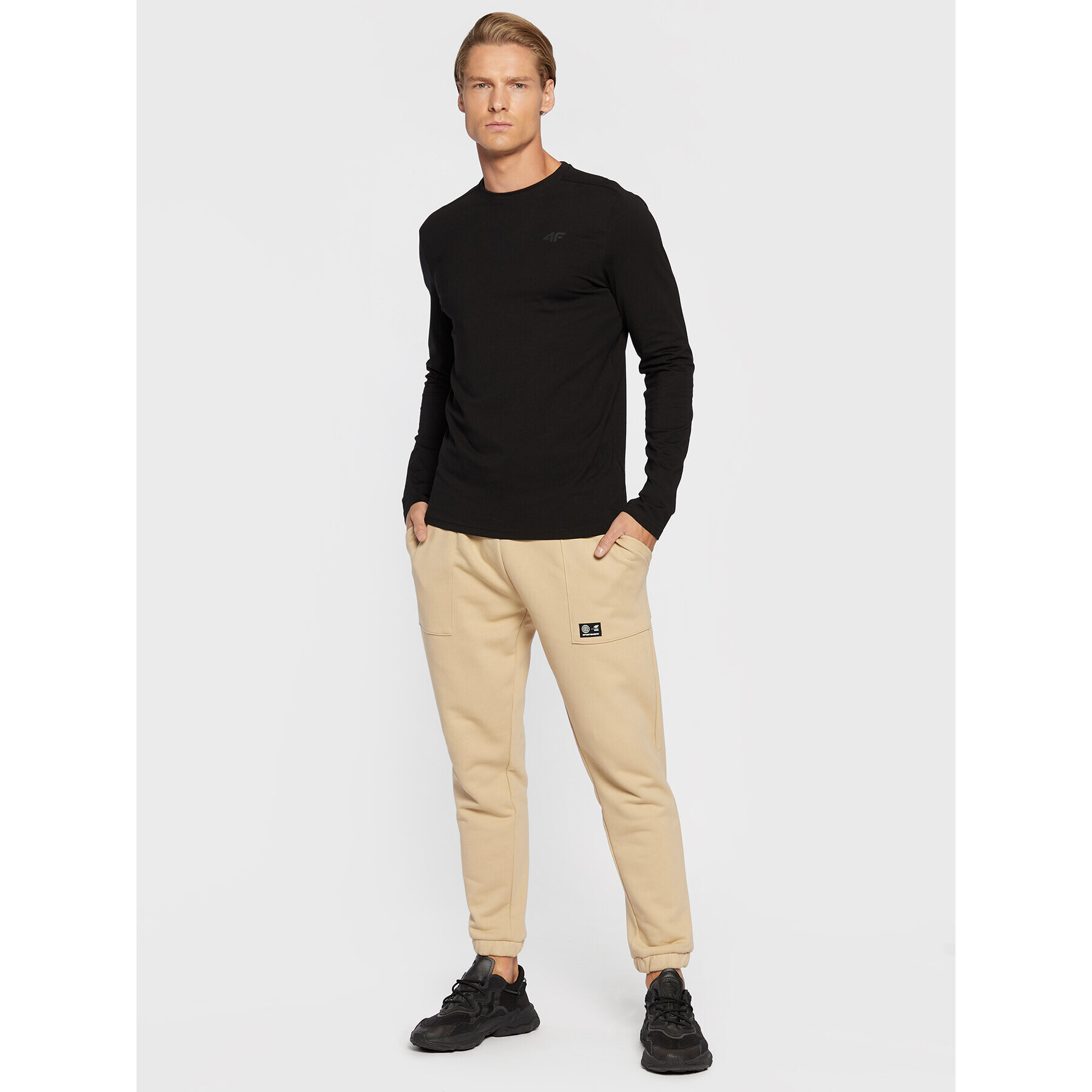 4F Longsleeve H4Z22-TSML350 Negru Slim Fit - Pled.ro